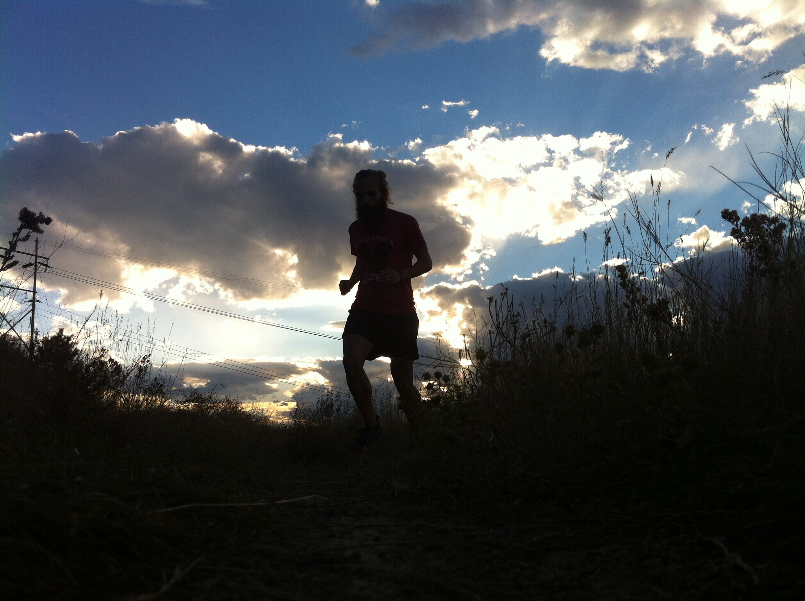 standing, silhouette, cloud - sky, activity, sunset, outdoors, outline, real people, tree, trail run, trees, trail, full length, scenics - nature, forest, HD Wallpaper