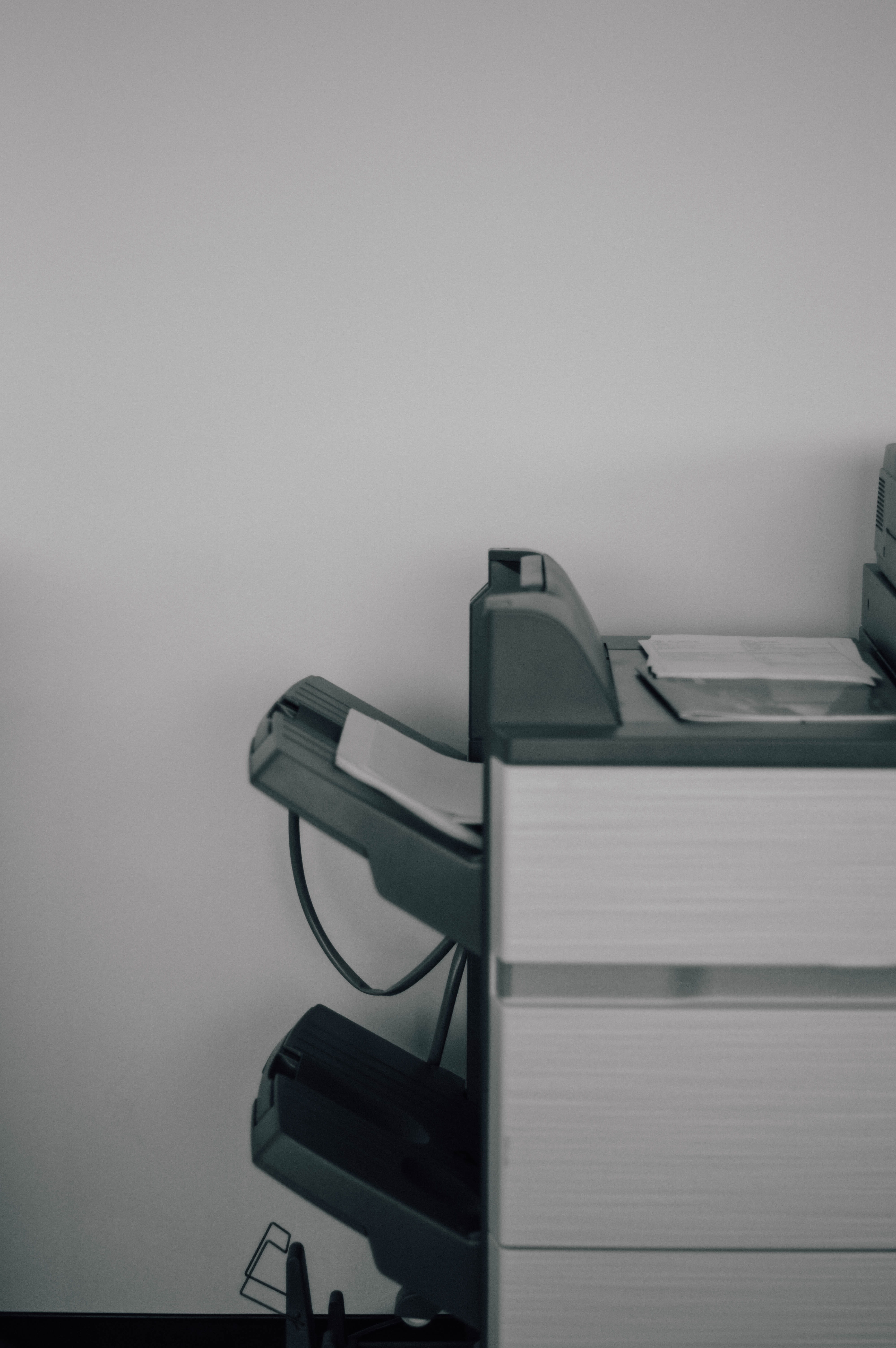 indoors, blank, united states, desk, still life, communication, work, seat, printer, black and white, wall - building feature, wall, paper, furniture, business, Phone HD Wallpaper