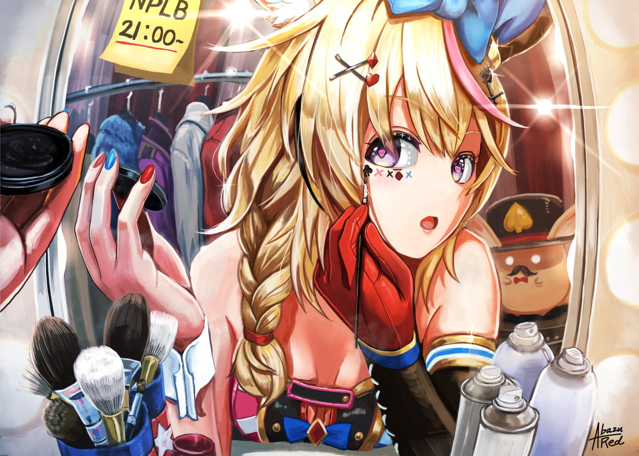 blonde, Virtual Youtuber, anime, Omaru Polka, Hololive, AbazuRED, 720P, anime girls, HD Wallpaper