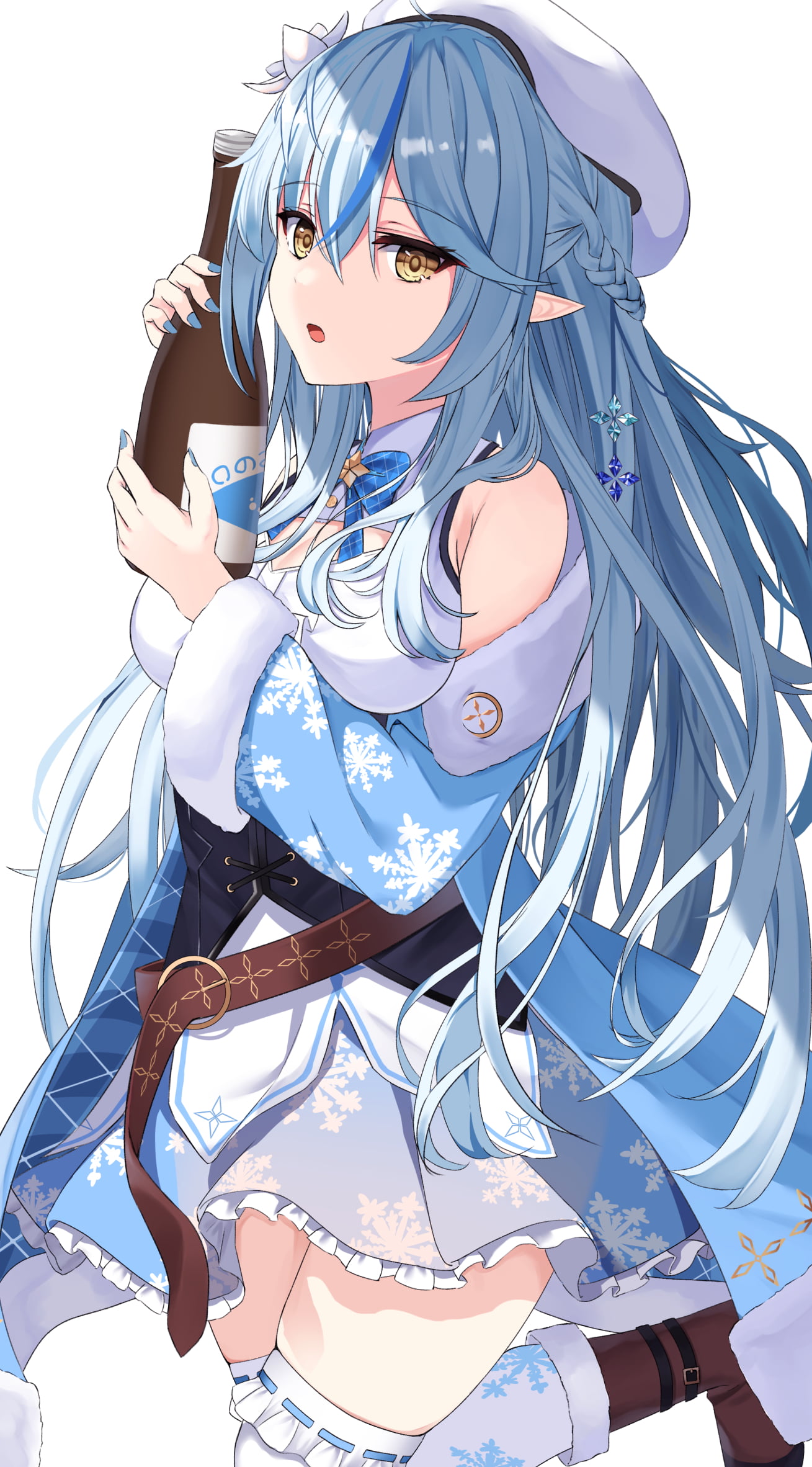 simple background, 1080P, pointy ears, Virtual Youtuber, Hololive, anime, anime girls, white background, vertical, Hikashou, pointed ears, Yukihana Lamy, Phone HD Wallpaper