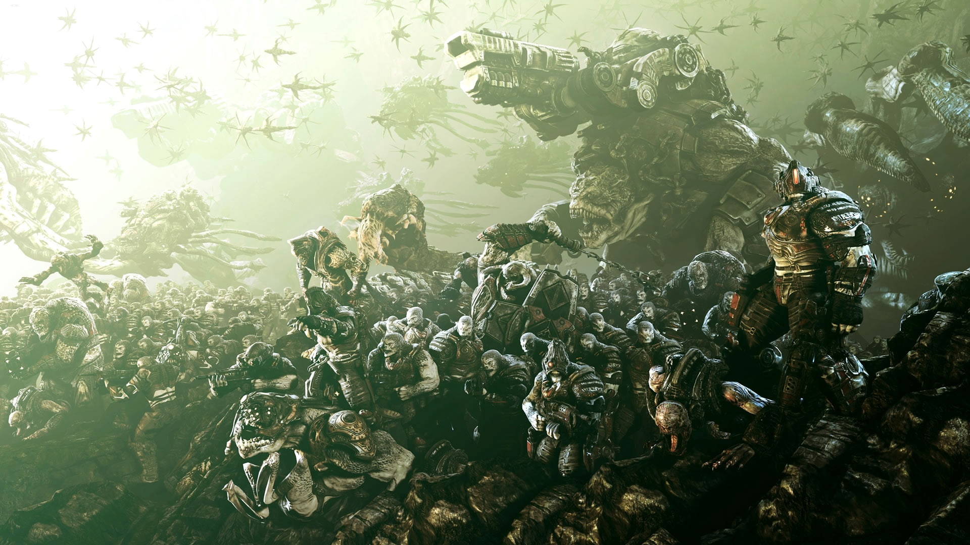 monsters, soldiers, army, birds, 1080P, gears of war, HD Wallpaper