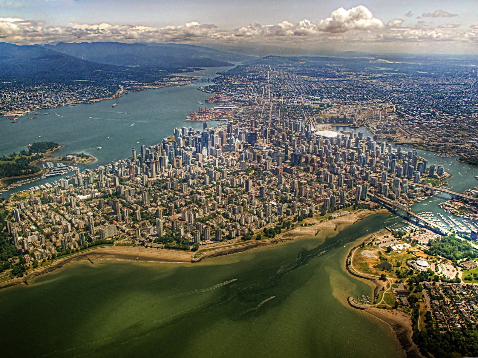 no people, scenics, coastline, travel destinations, 720P, panoramic, famous Place, sky, nature, Vancouver, Canada, travel, traffic, street, building Exterior, HD Wallpaper