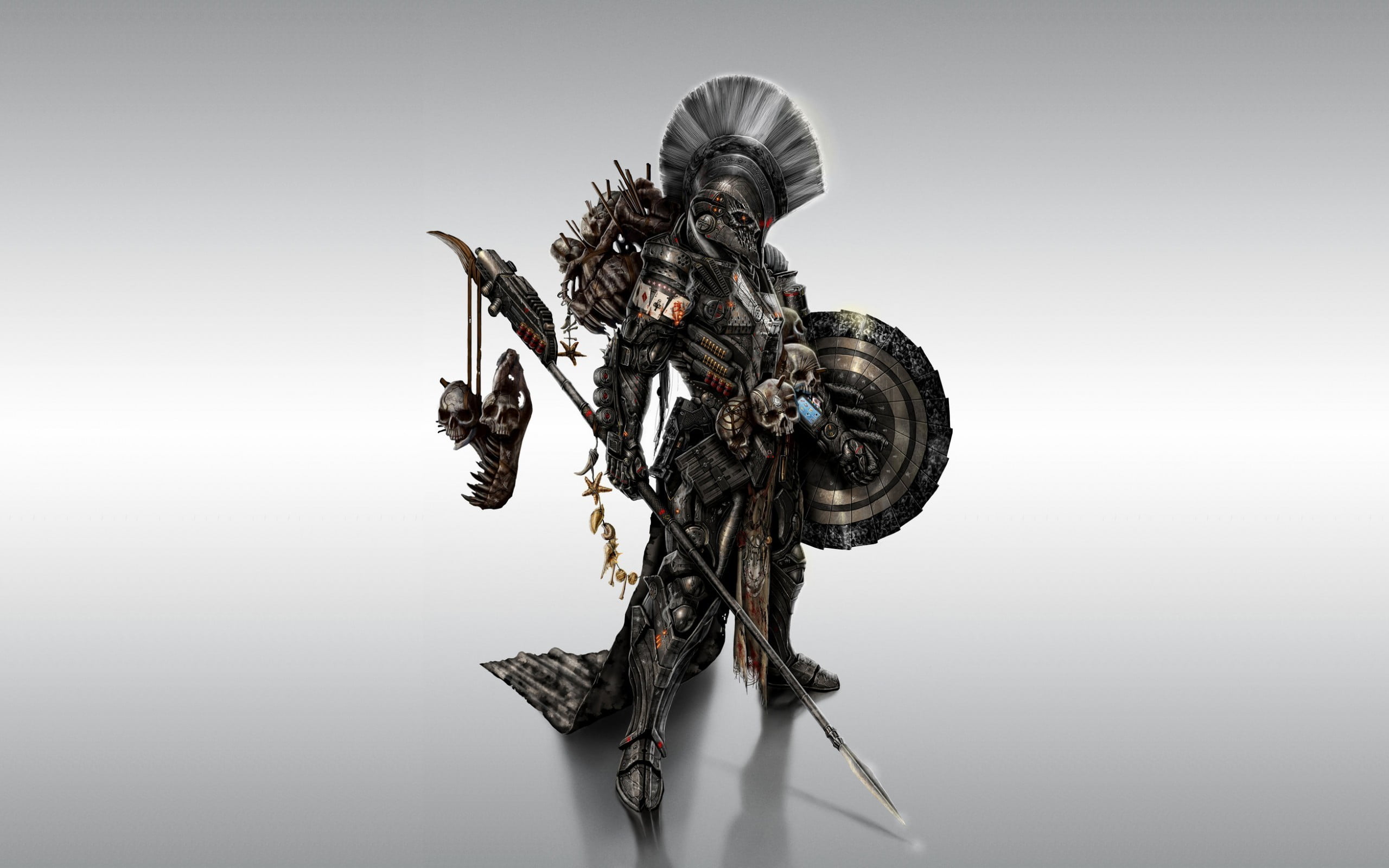 macro, evil, gray background, men, plastic, armor, hanging, 2K, invertebrate, close-up, no people, people, game, work Helmet, character, nature, animal wildlife, HD Wallpaper