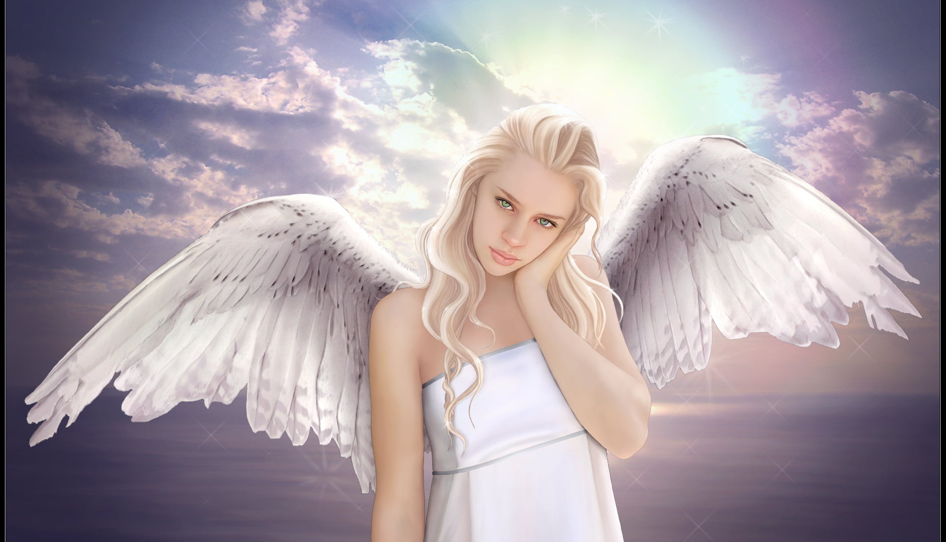 young Adult, portrait, sensuality, fantasy, nature, caucasian Ethnicity, cloud - sky, happiness, grace, the sky, sky, artificial Wing, smiling, wedding, HD Wallpaper