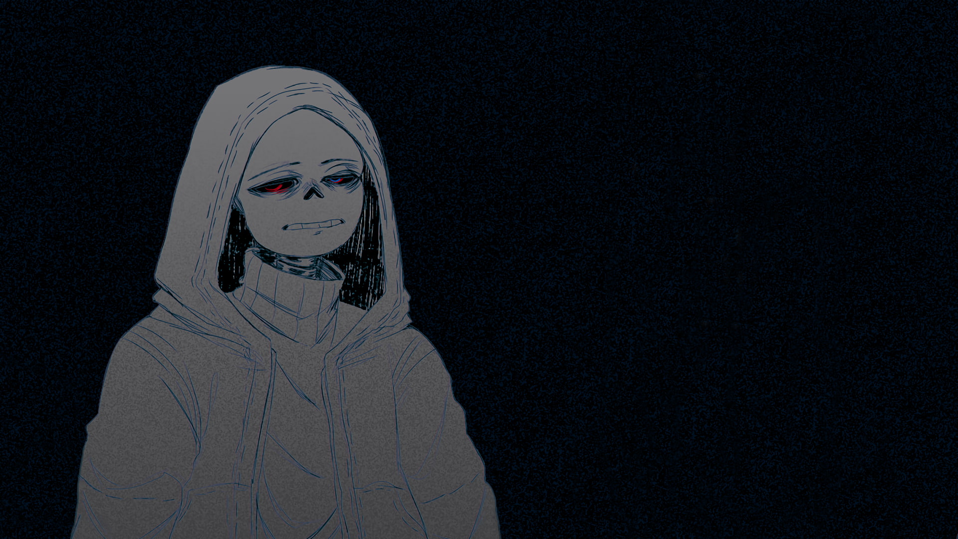 red eyes, 1080P, Undertale, skeleton, hoods, depressing, loneliness, HD Wallpaper