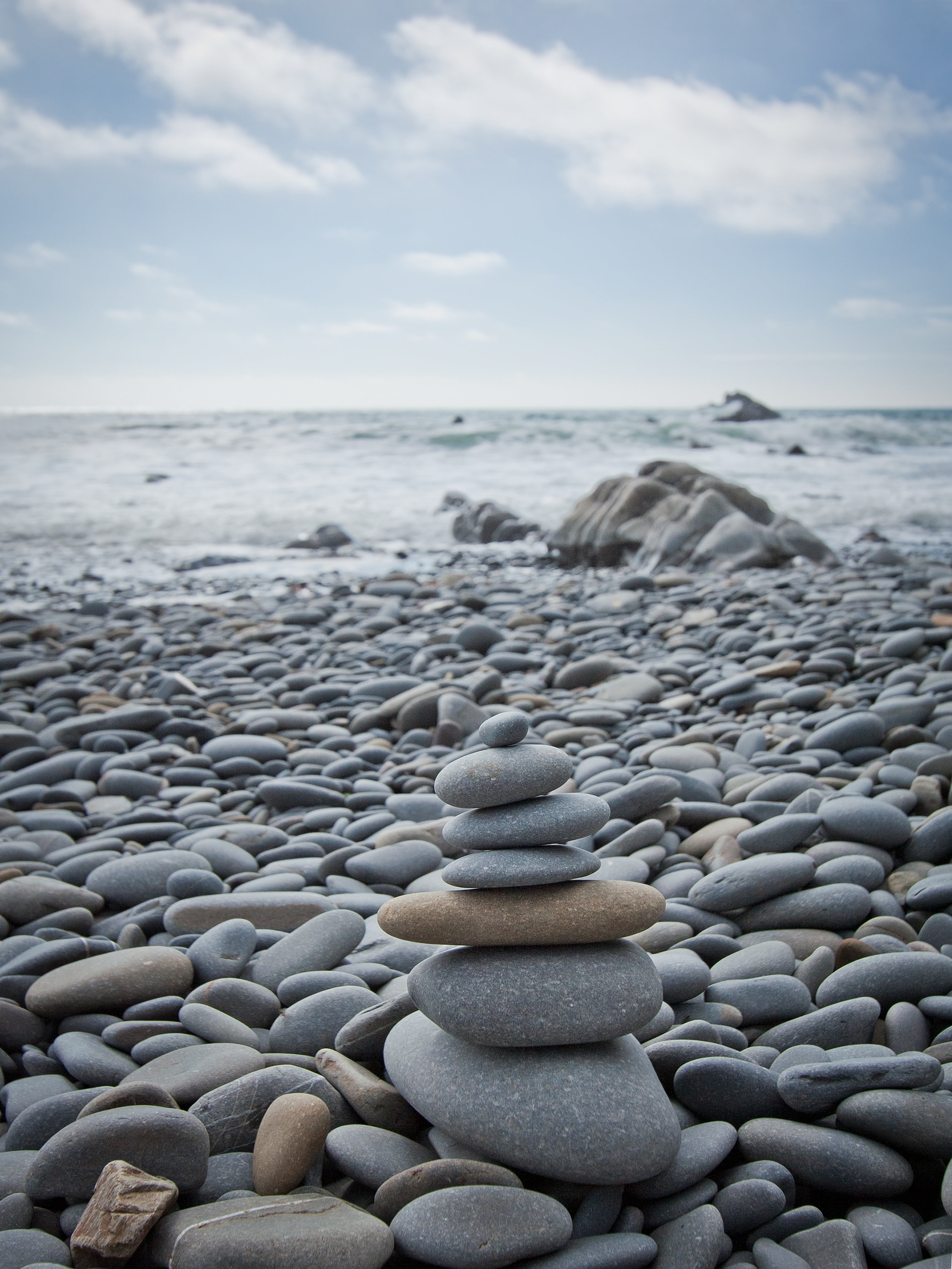 stone, clouds, rock - Object, stones, pebbles, horizon over water, coastline, land, maritime, outdoors, view, stack, lake, stone - Object, sea, rock, soul, Phone HD Wallpaper