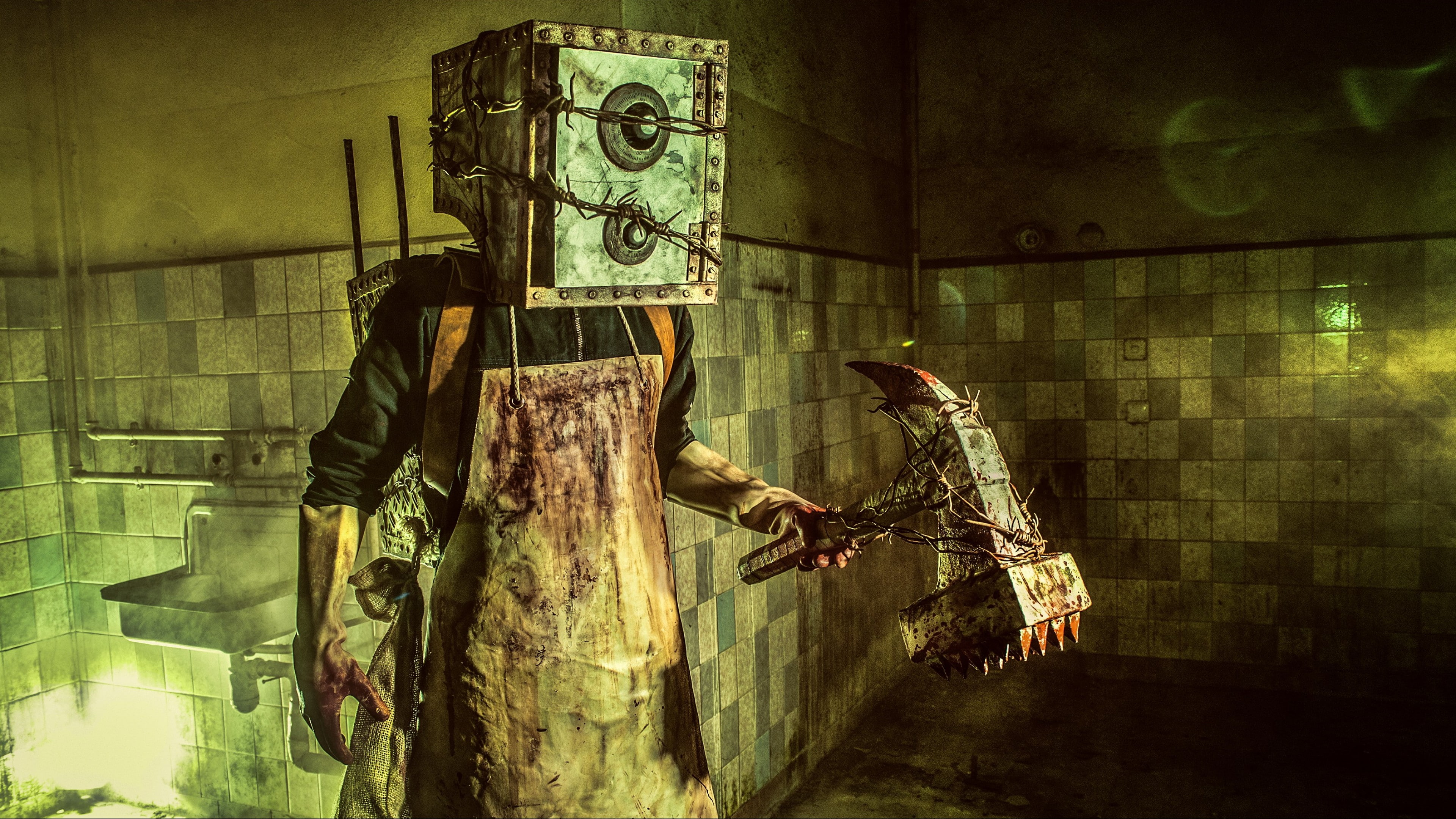 game, The Keeper, Evil Within, Mikami, Boxman, The Evil Within, monster, resident, evil, 4K, survival horror, cosplay, walllpaper, axe, HD Wallpaper