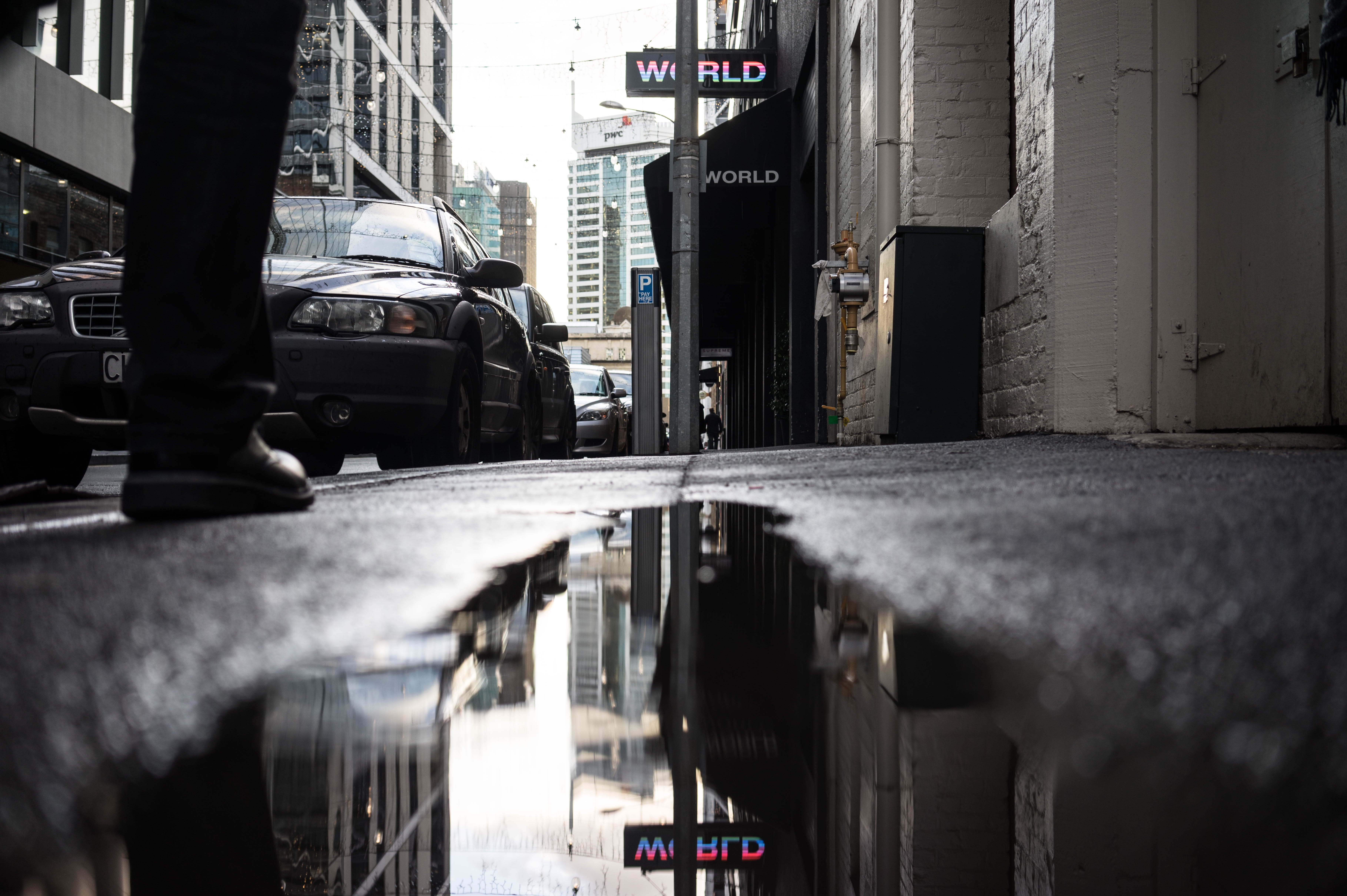 old, outdoors, building, season, road, car, day, street, silhouette, focus on background, sky, photography, rain, light, travel, urban, raindrop, dirt, HD Wallpaper