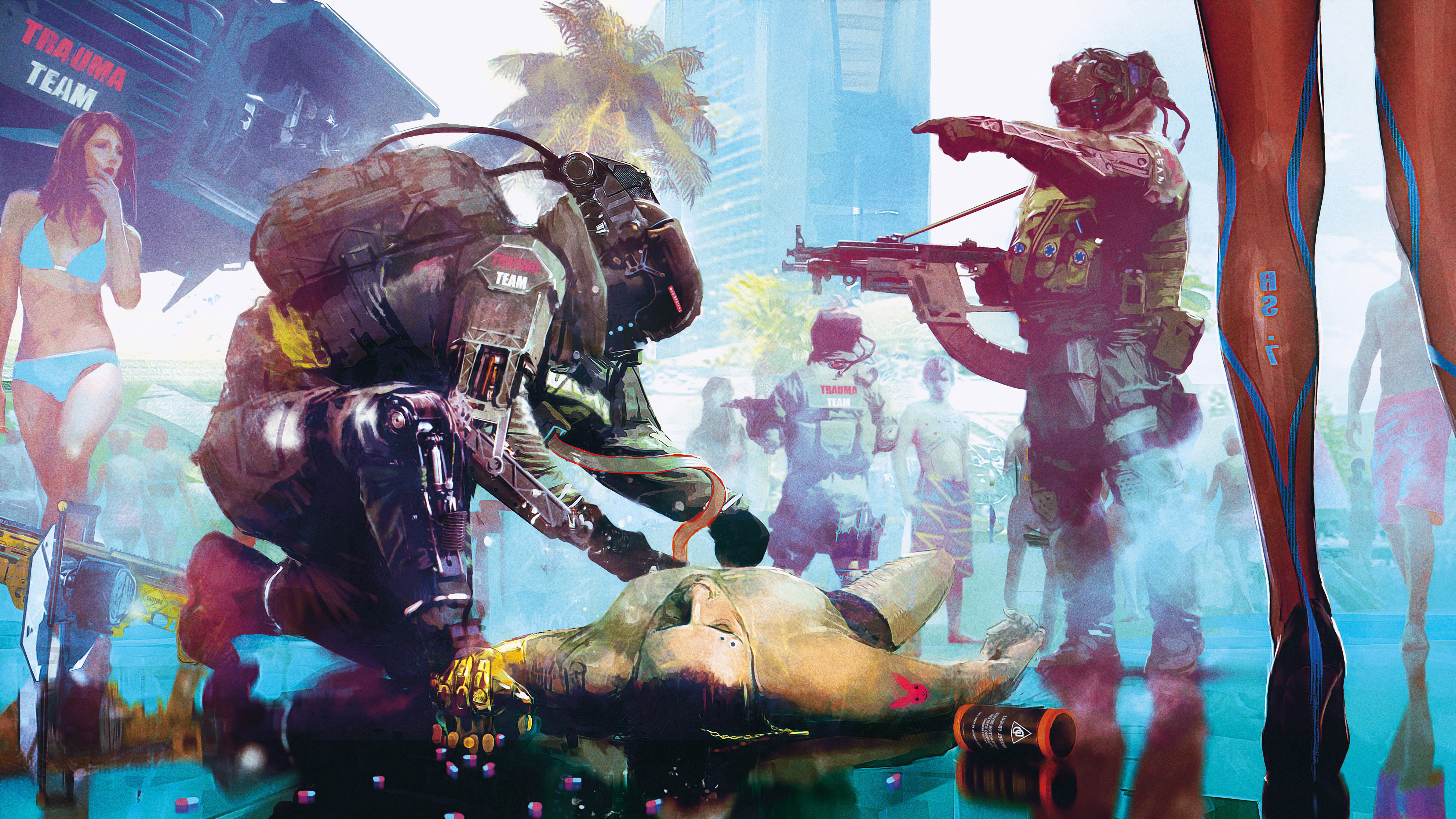 Team, 8K, 2077, Trauma, cyberpunk, HD Wallpaper