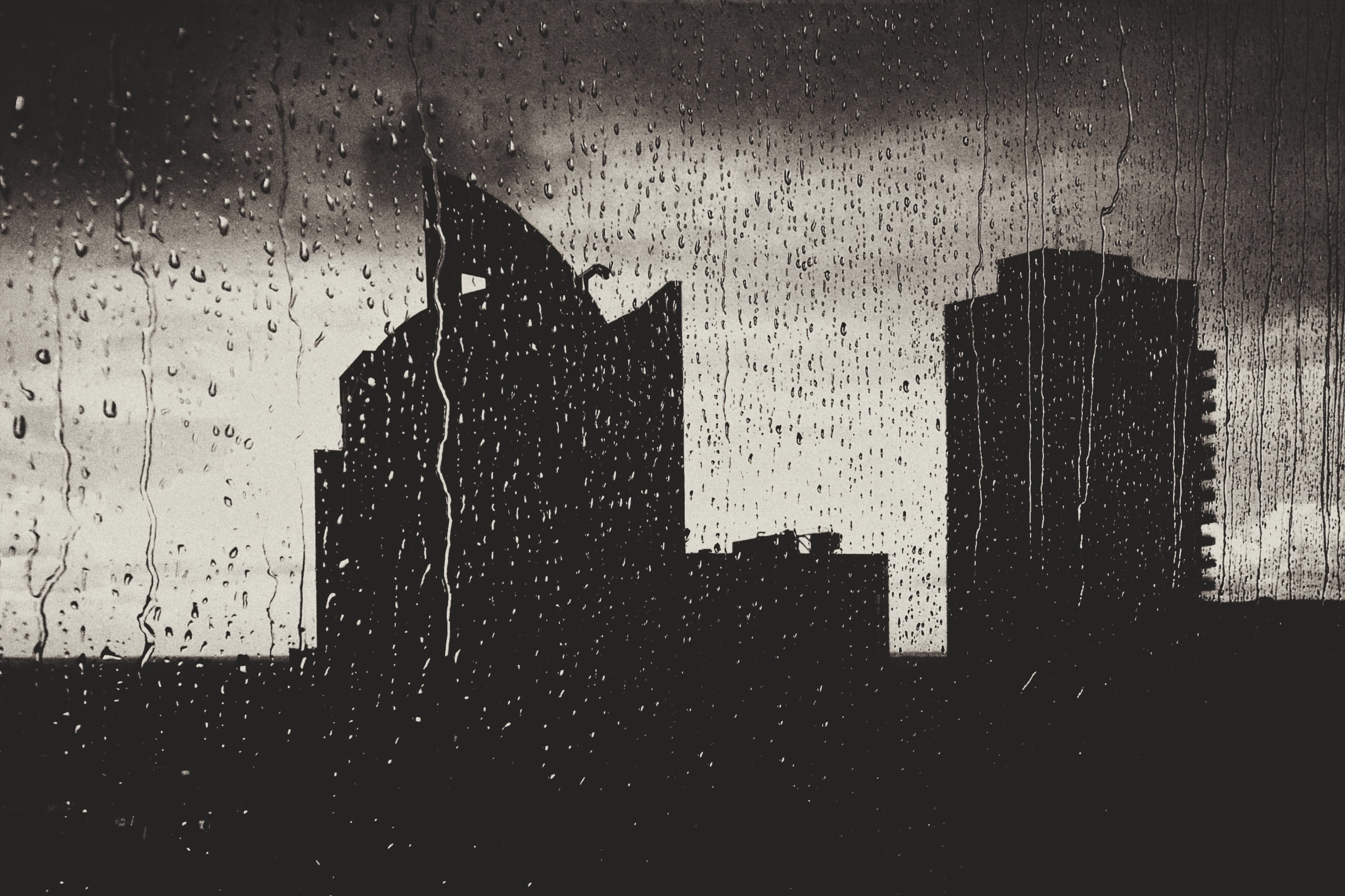 vector, no people, close-up, silhouette, rainy season, rainy, weather, backgrounds, 1080P, built structure, wet, raindrop, window, glass, drop, water, HD Wallpaper