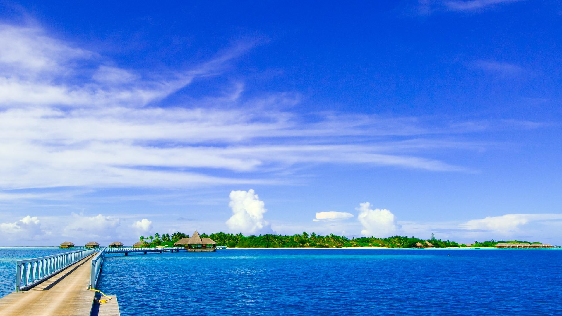 indian, blue, nature and landscapes, maldives, beach, holiday, dream, ocean, 1080P, HD Wallpaper