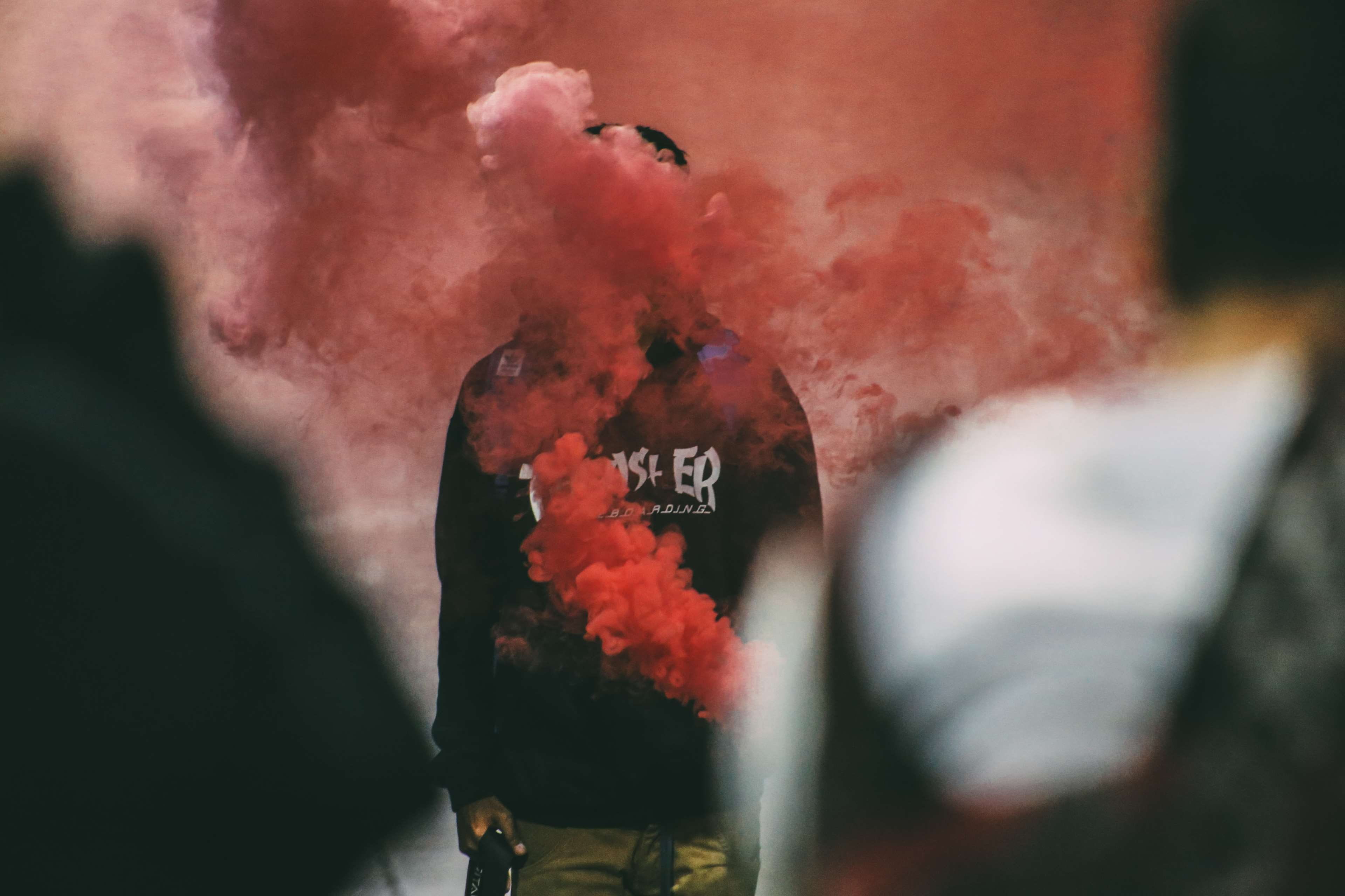 focus, close-up, outdoors, belief, communication, holding, smoke, spirituality, man, one person, burning, flower, religion, wear, adult, day, jacket, thrasher, HD Wallpaper