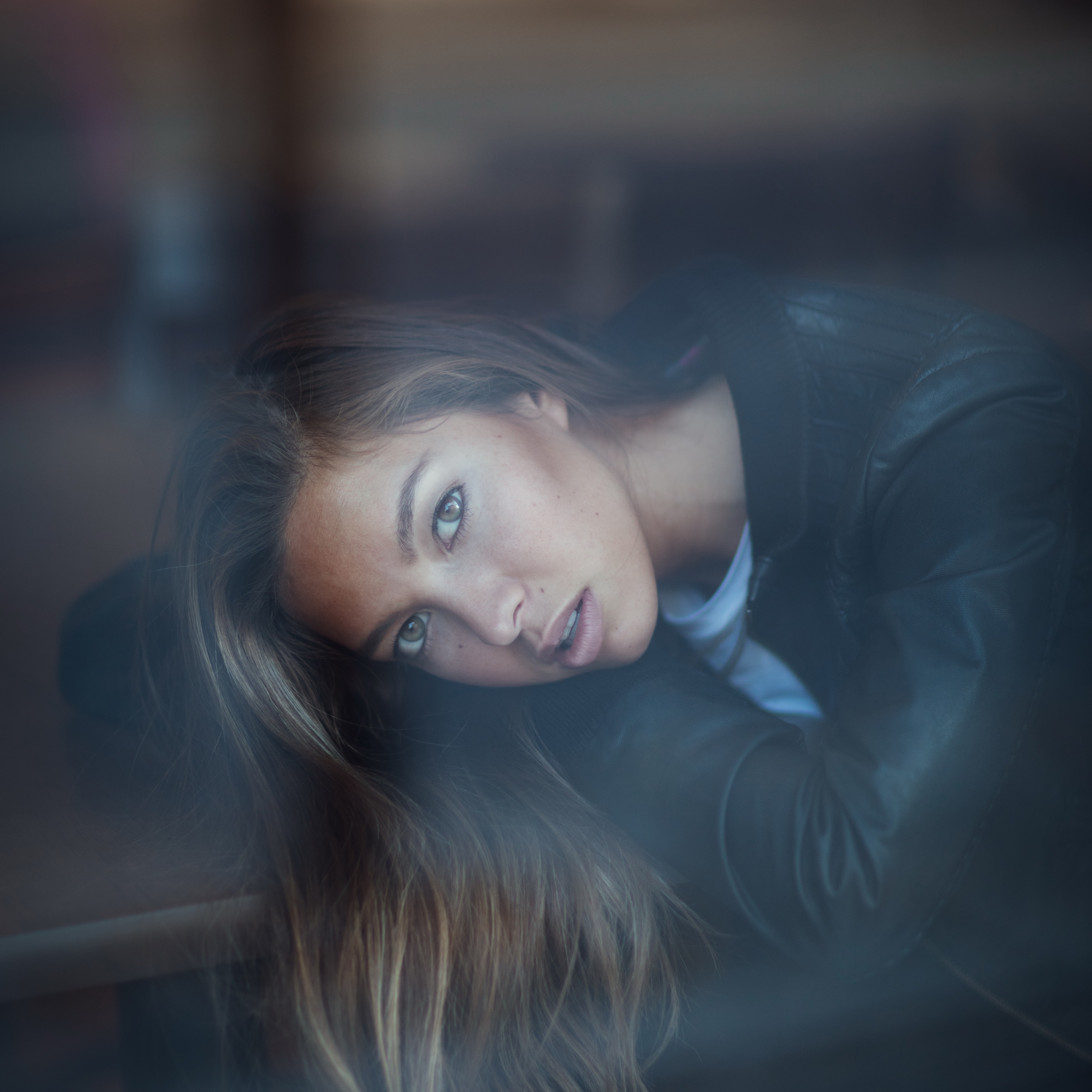 women, one person, beautiful woman, 5K, black jackets, smiling, open mouth, emotion, front view, selective focus, leather jackets, happiness, young adult, Phone HD Wallpaper
