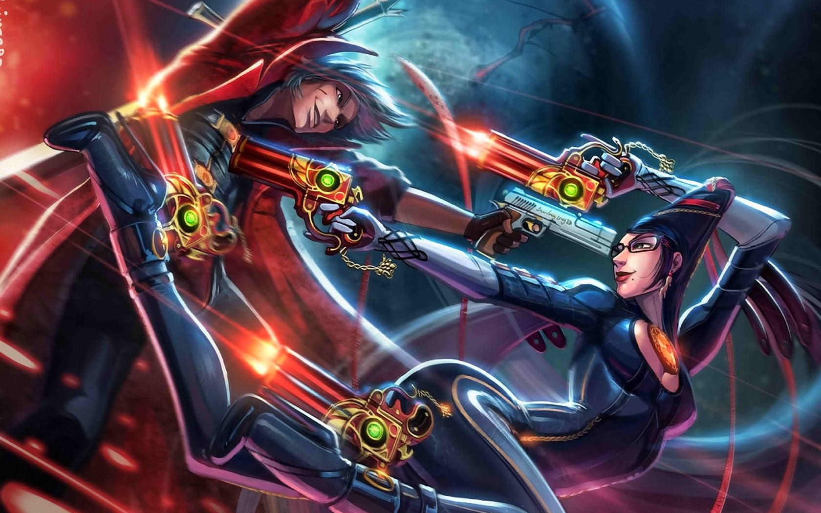 glowing, woman, night, people, illuminated, video games, adult, amusement park, arts culture and entertainment, blurred motion, 720P, Bayonetta, HD Wallpaper