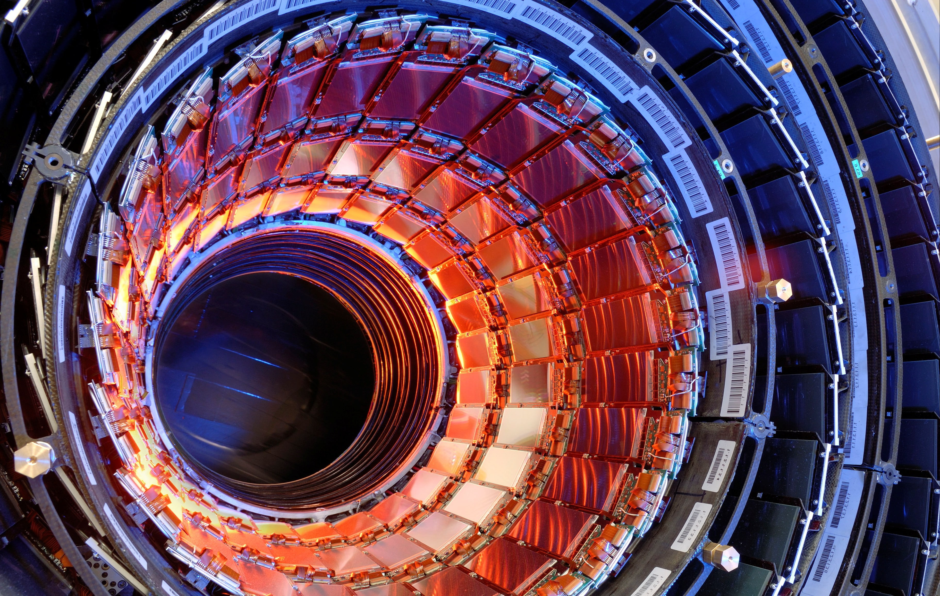 high angle view, geometric shape, no people, blurred motion, Large Hadron Collider, spiral staircase, directly below, abstract, metal, indoors, built structure, HD Wallpaper