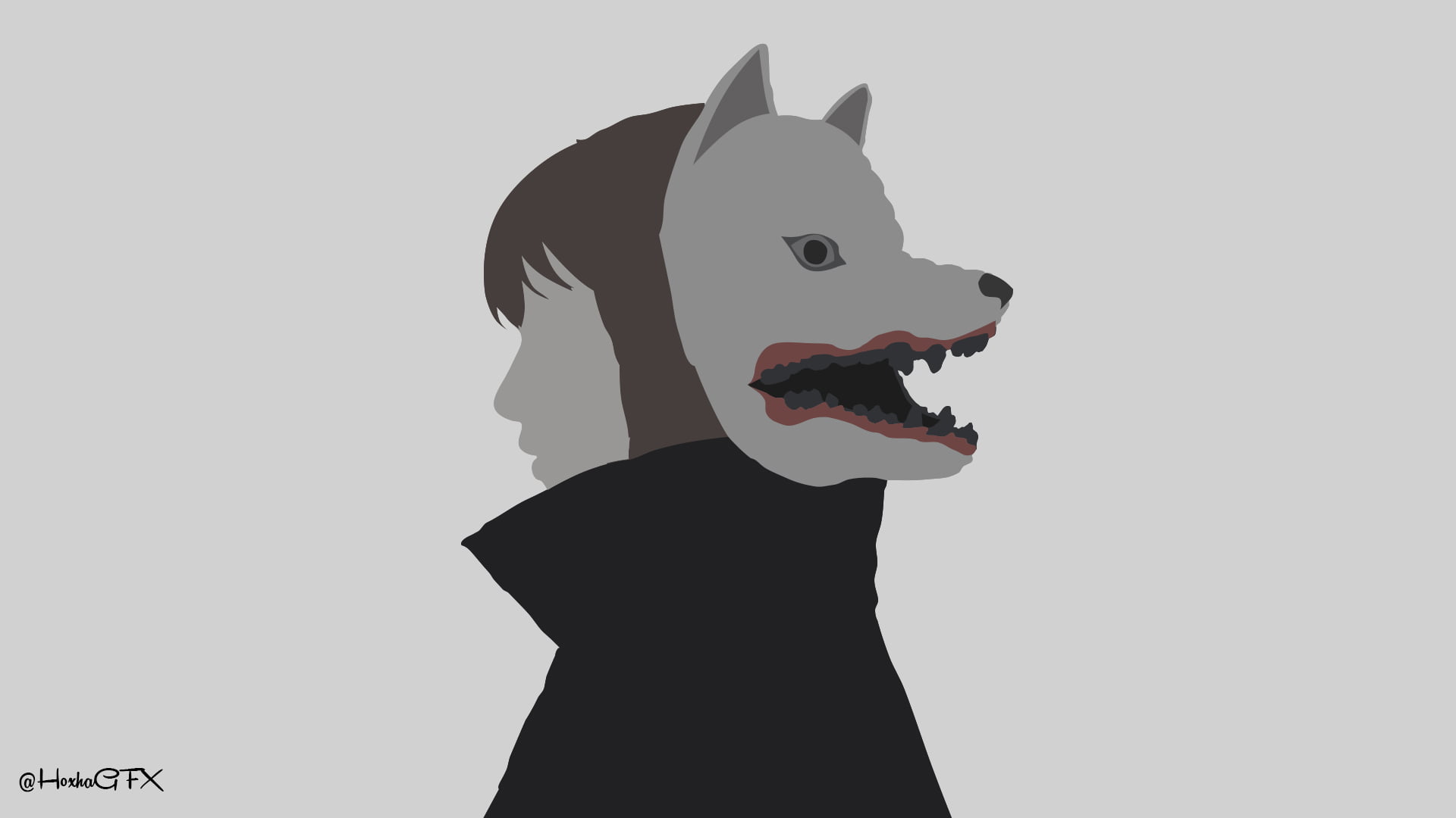 minimalism, 1080P, ilustration, artwork, alone, mask, gray, HD Wallpaper