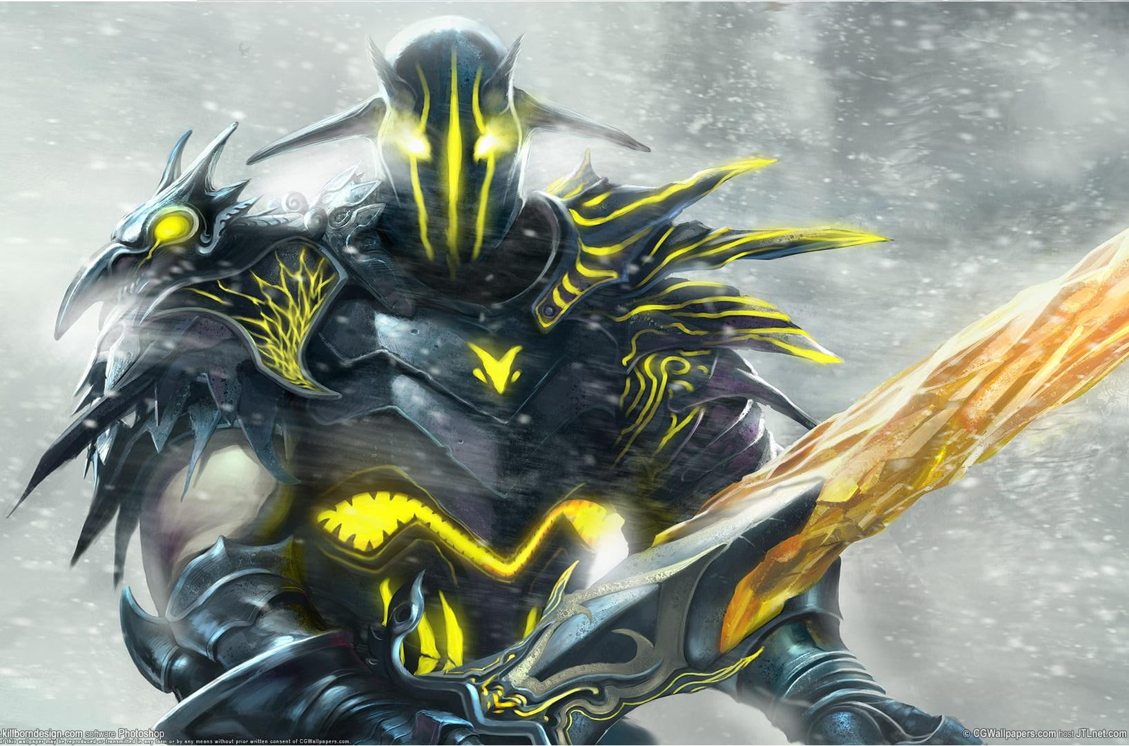 void, 720P, knight, crystal-blade, snowy, HD Wallpaper