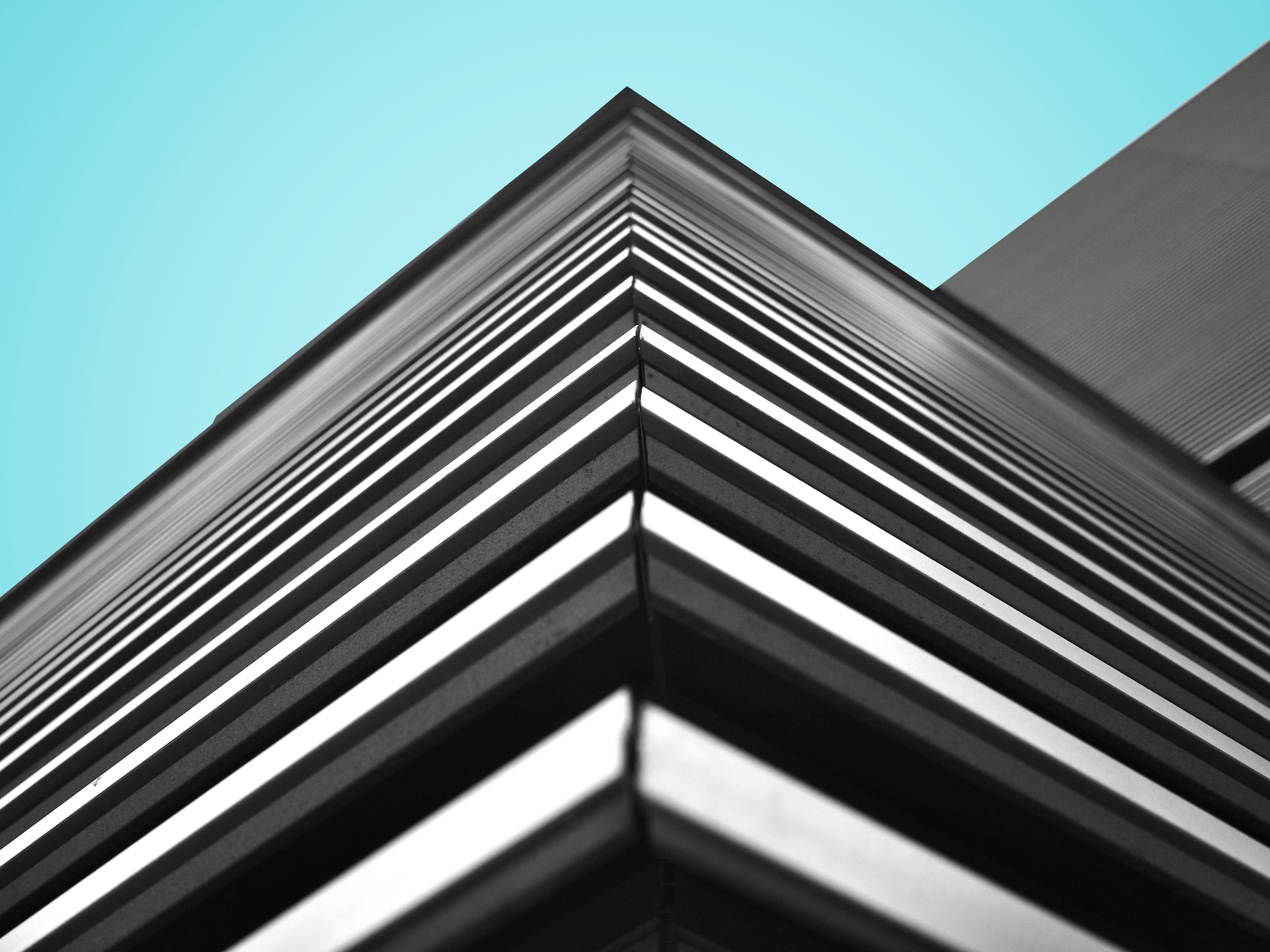 window, built Structure, pattern, triangle shape, office, modern, sky, no people, corner, construction Industry, clear sky, low angle view, building, architecture, HD Wallpaper