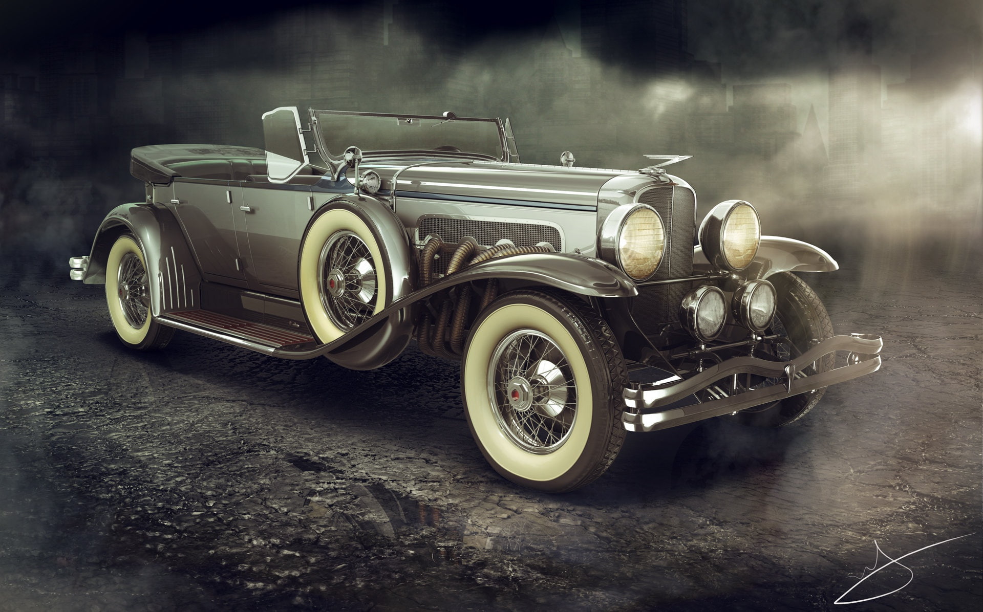 car, 1080P, puddle, 1929 Duesenberg Model J Dual Cowl Phaeton, HD Wallpaper