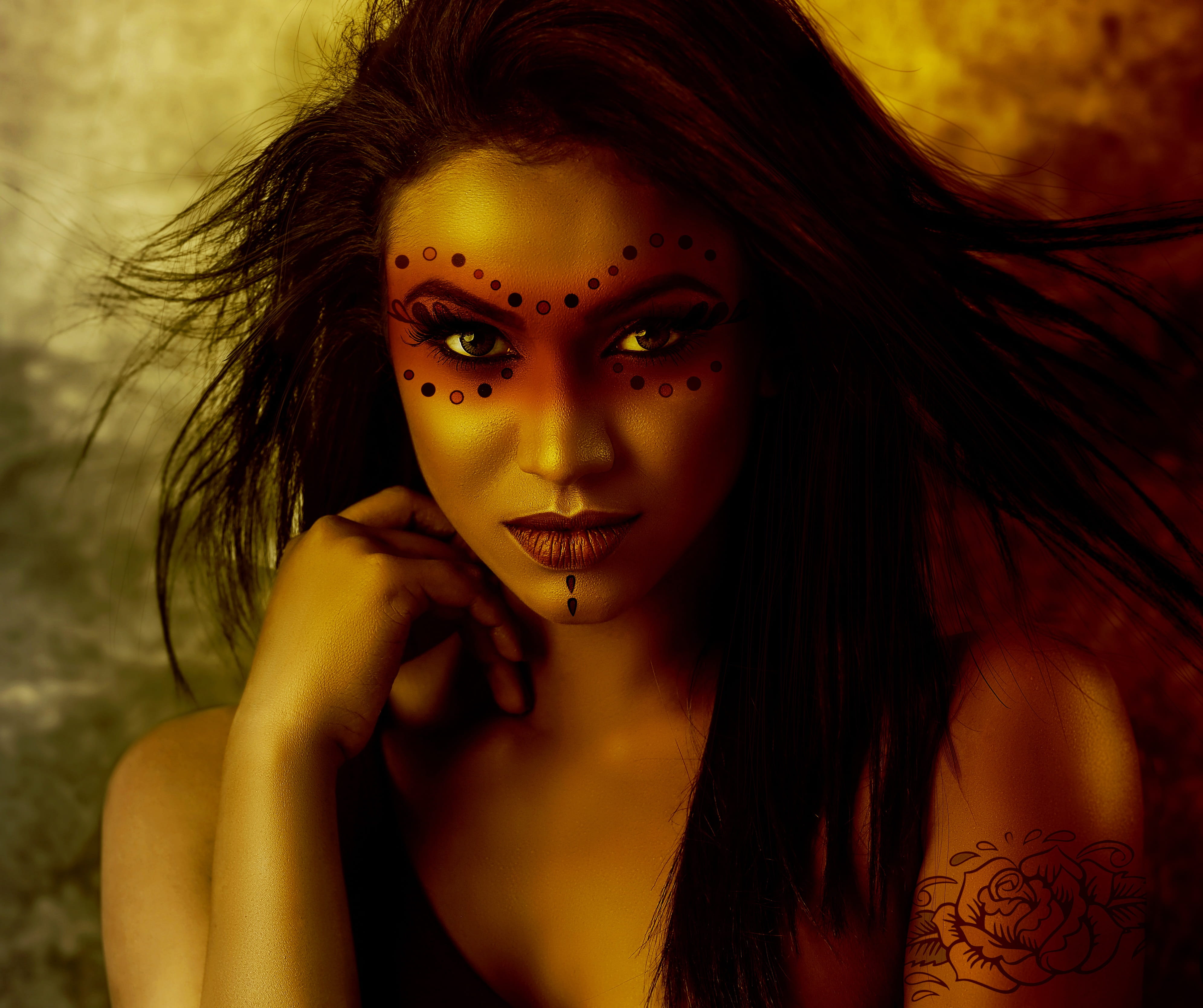 close-up, dark, mystery, face, magic, look, women, tattoo, fashion, gothic, young adult, nero, hair, headshot, looking at camera, beauty, adult, trick, HD Wallpaper