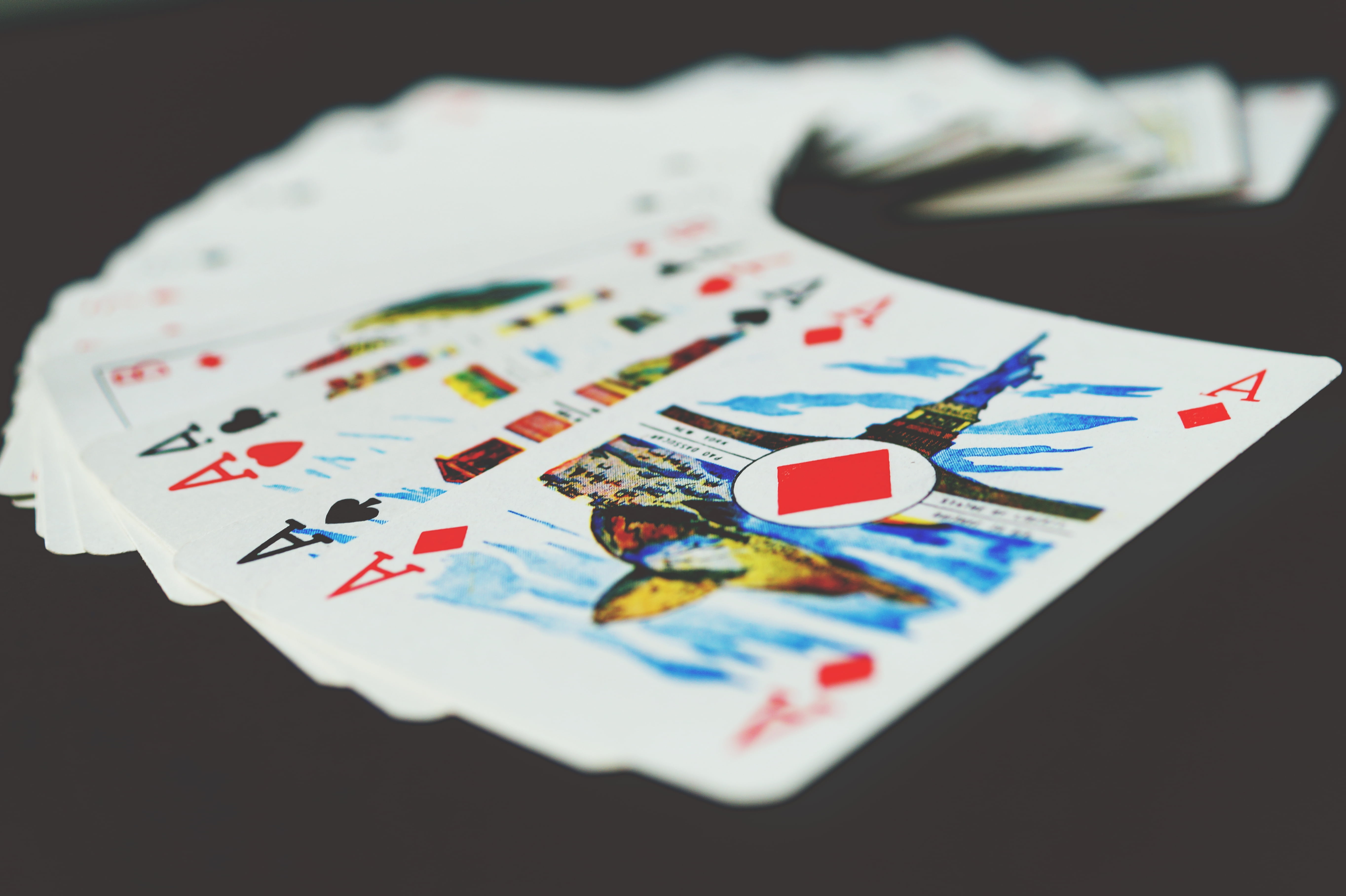 number, leisure games, finance, arts culture and entertainment, black background, opportunity, focus on foreground, playing cards, luck, table, gambling, HD Wallpaper