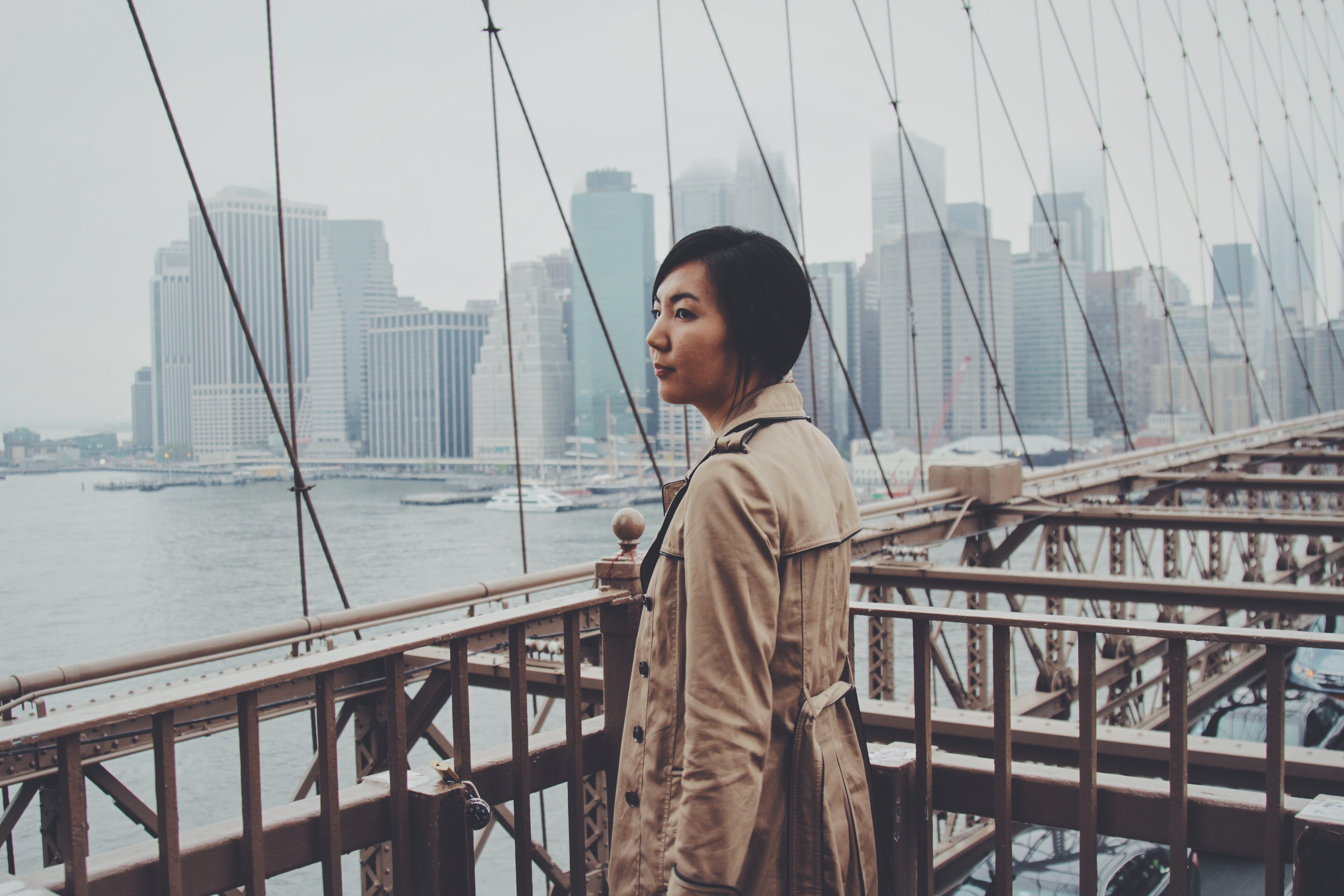 railings, building exterior, city Life, new york, railing, woman, adult, people, lifestyles, architecture, young adult, bridge, city, day, running, outdoors, HD Wallpaper