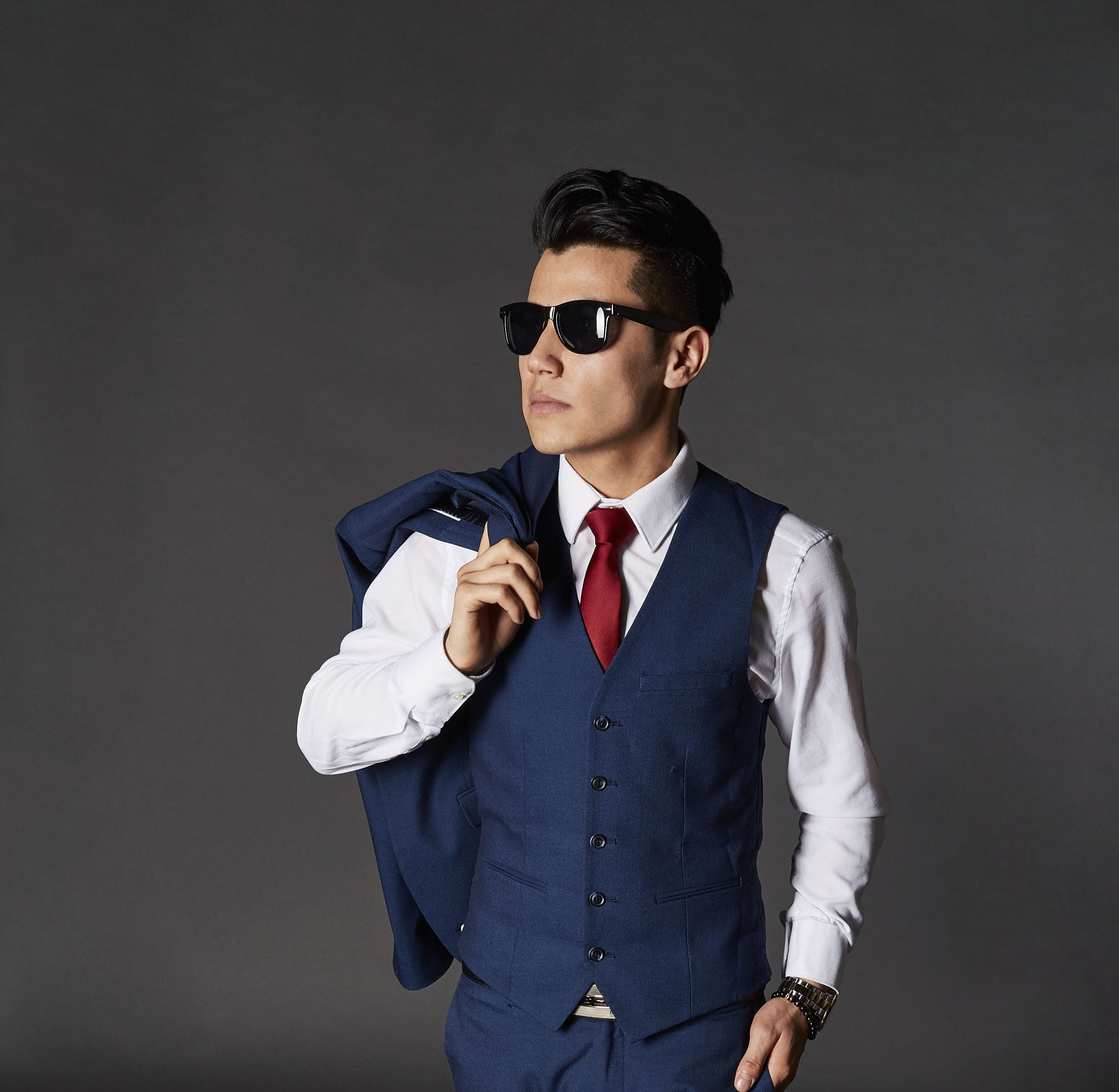 man, black background, studio, model, business, outfit, facial expression, standing, formal, 2K, person, menswear, portrait, professional occupation, face, HD Wallpaper