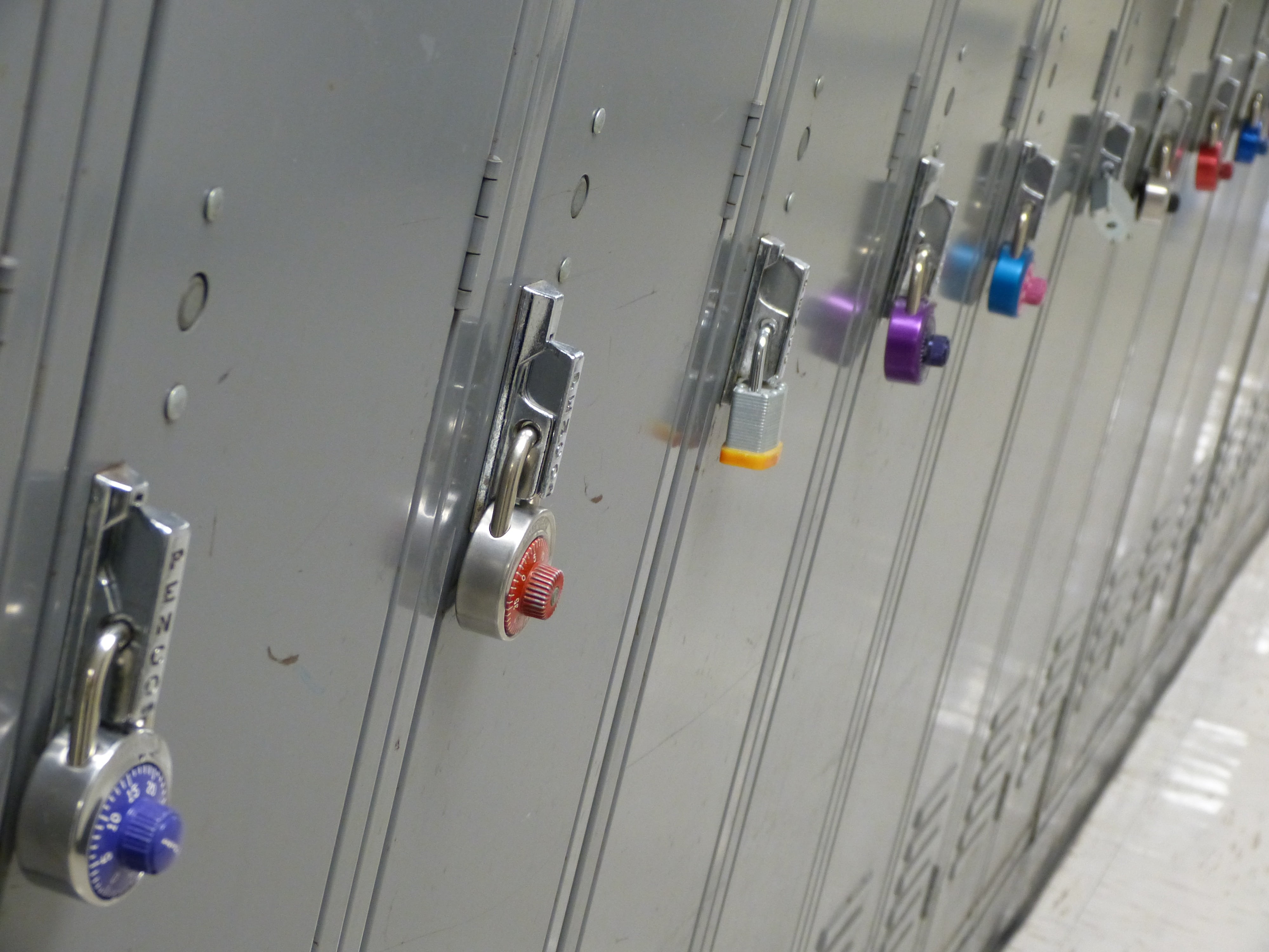 room, box, store, padlocks, low angle view, hall, corridor, number, row, education, built structure, red, belongings, hanging, student, security, wall - building feature, HD Wallpaper
