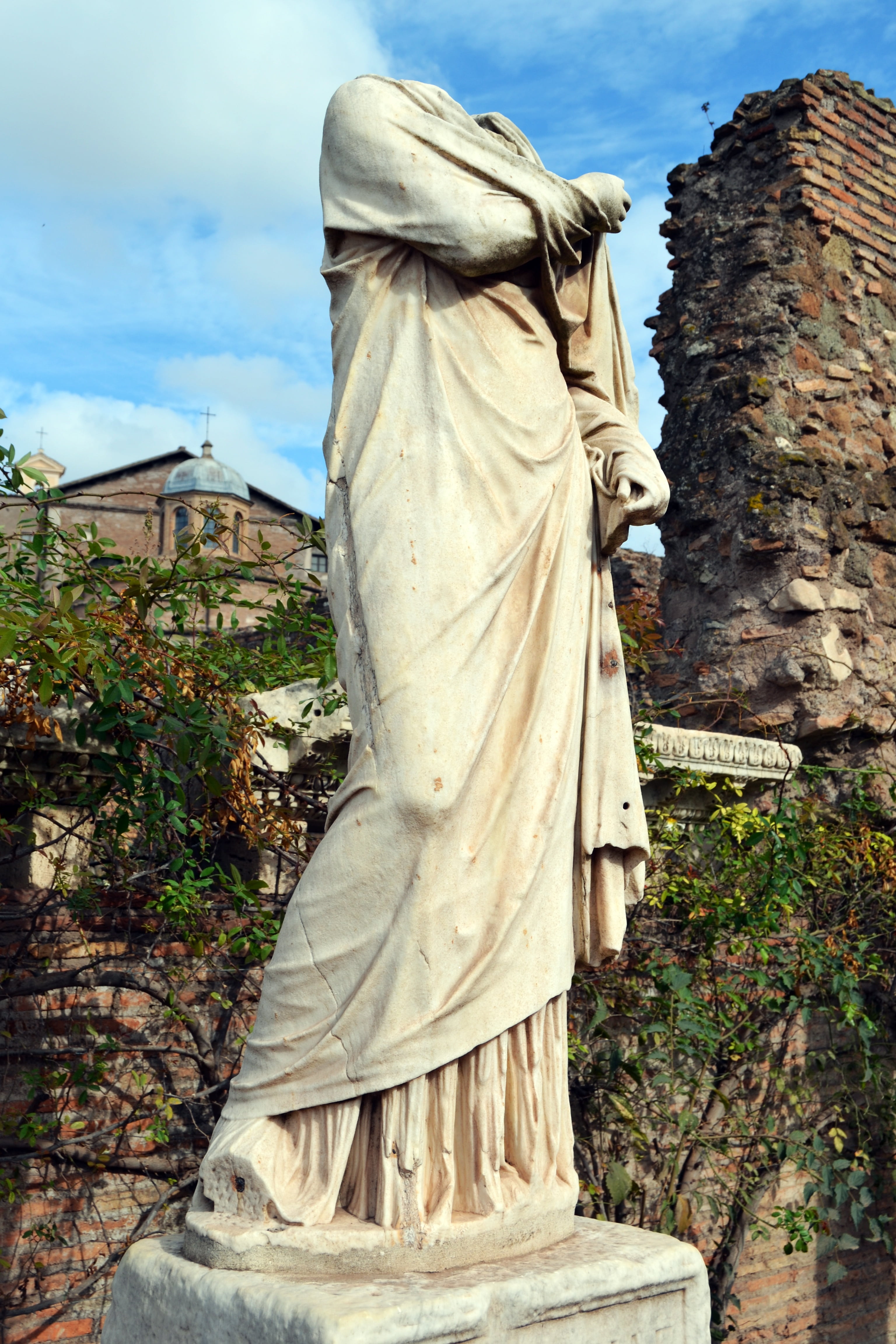 built structure, rome, spirituality, male likeness, human representation, craft, no people, italy, art and craft, stone material, belief, day, headless, Phone HD Wallpaper