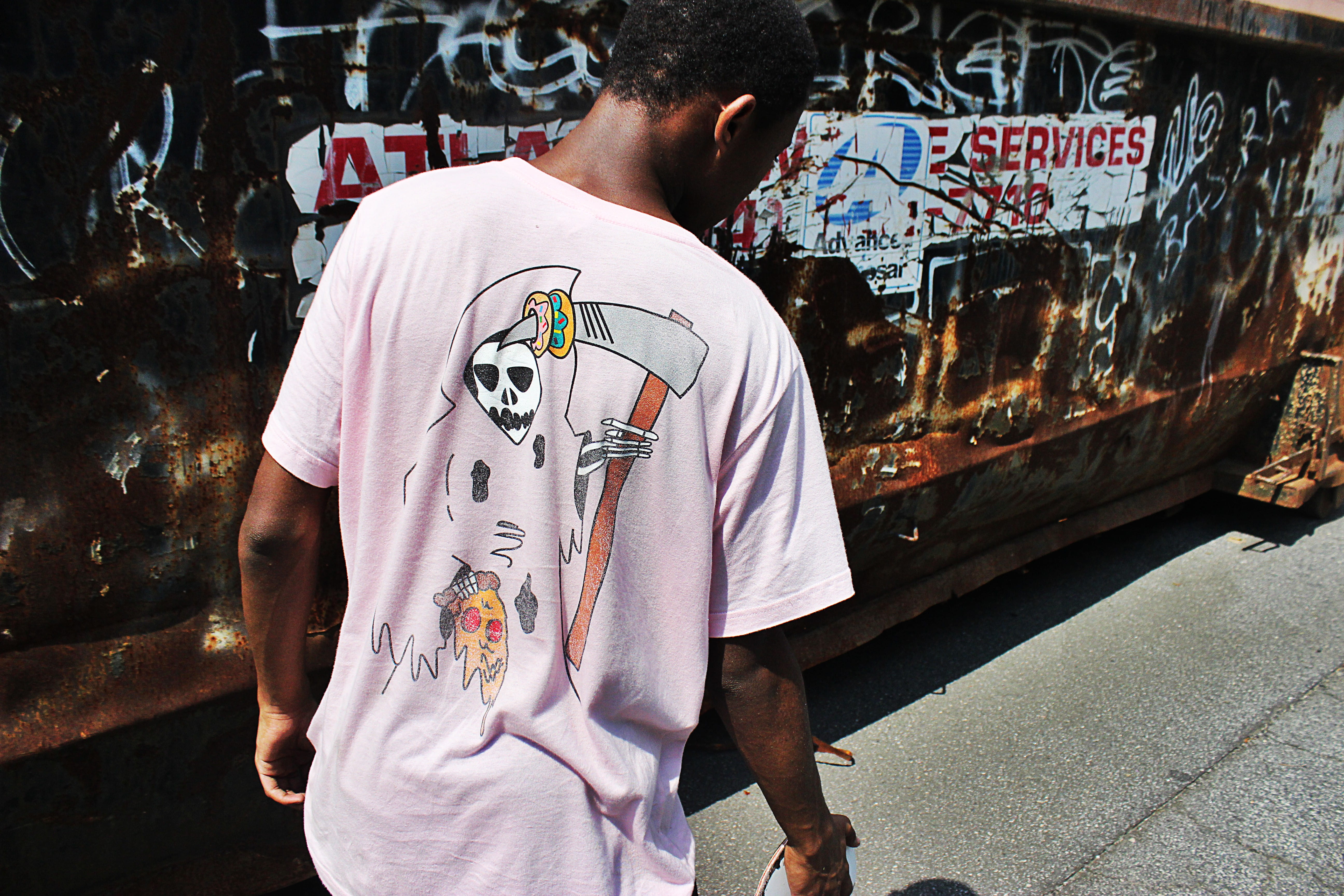 crew, one person, casual clothing, top, t-shirt, architecture, lifestyles, urban, man, rear view, real people, hand, standing, reaper, day, tshirt, creativity, HD Wallpaper