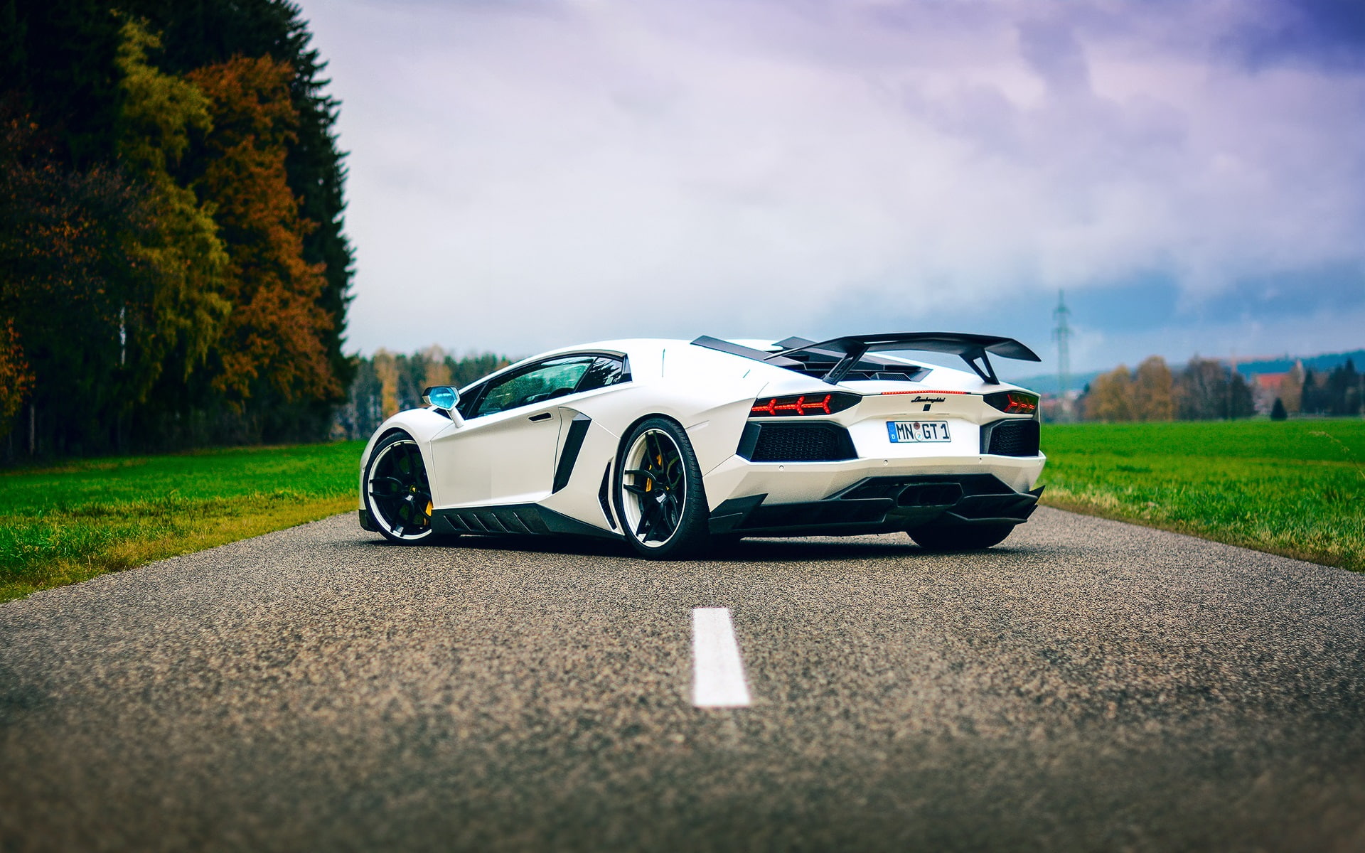 Lamborghini, View, Back, aventador, 1080P, Supercar, White, HD Wallpaper