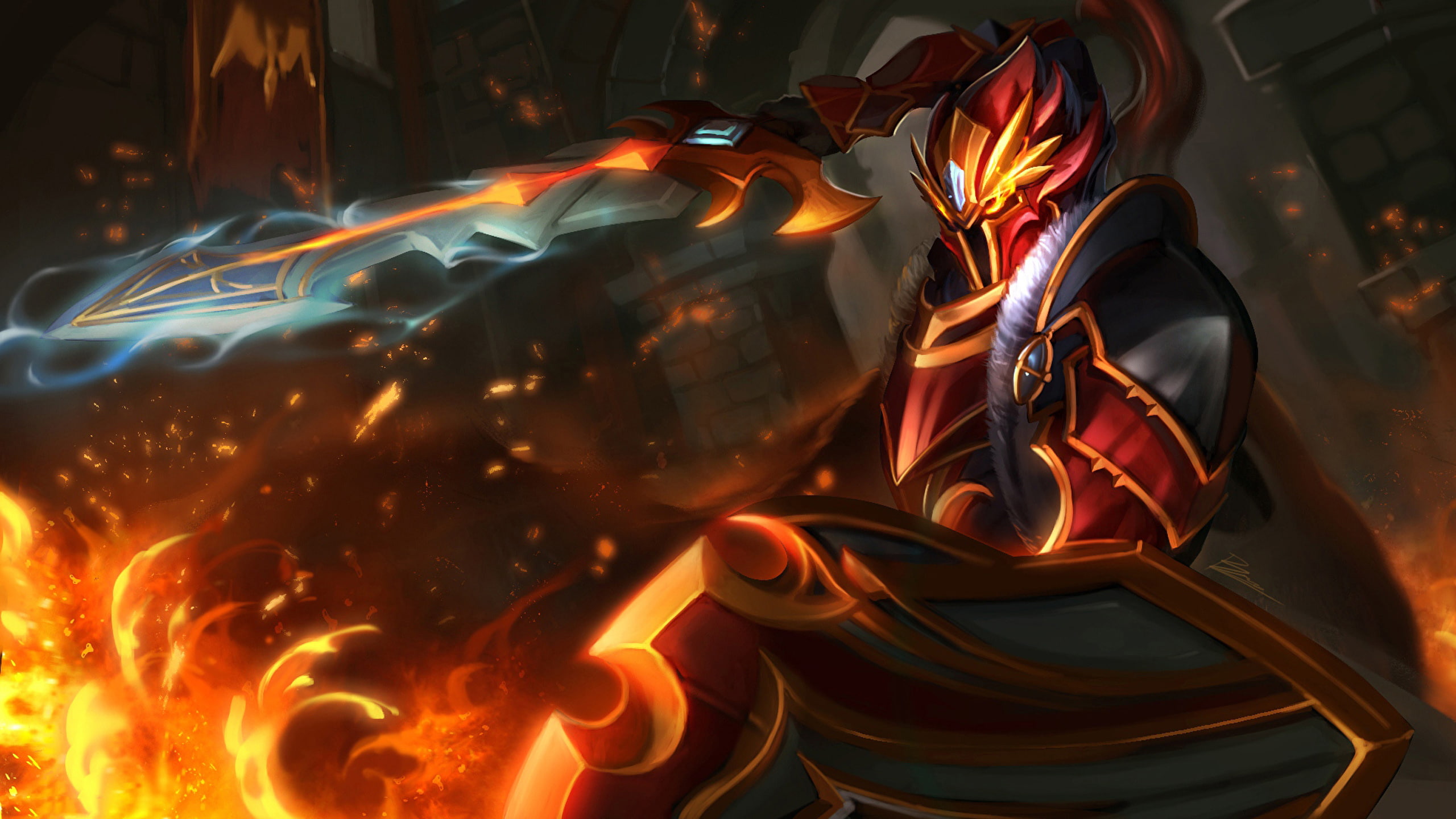 games, strategy, hd, 2K, desktop, mobile, knight, combat, dragon, dota, HD Wallpaper