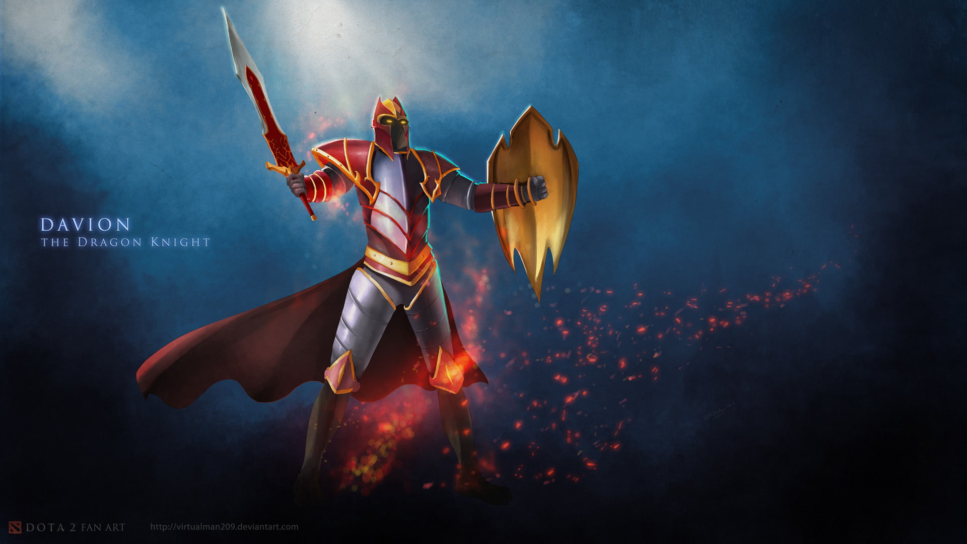 knight, 1080P, davion, dota, dragon, HD Wallpaper