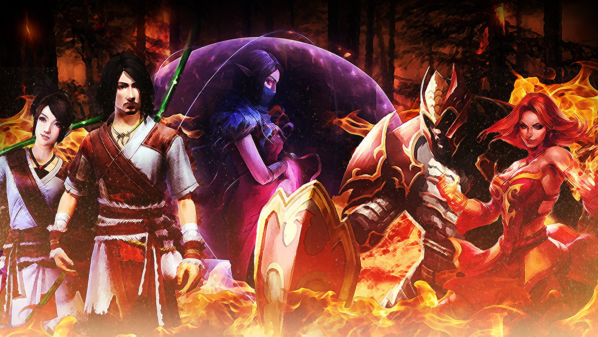 Dota 2, party - social event, Lina, Phantom Assassin, performance, crowd, arts culture and entertainment, music, 1080P, men, Dragon Knight, people, Age Of Wulin, HD Wallpaper