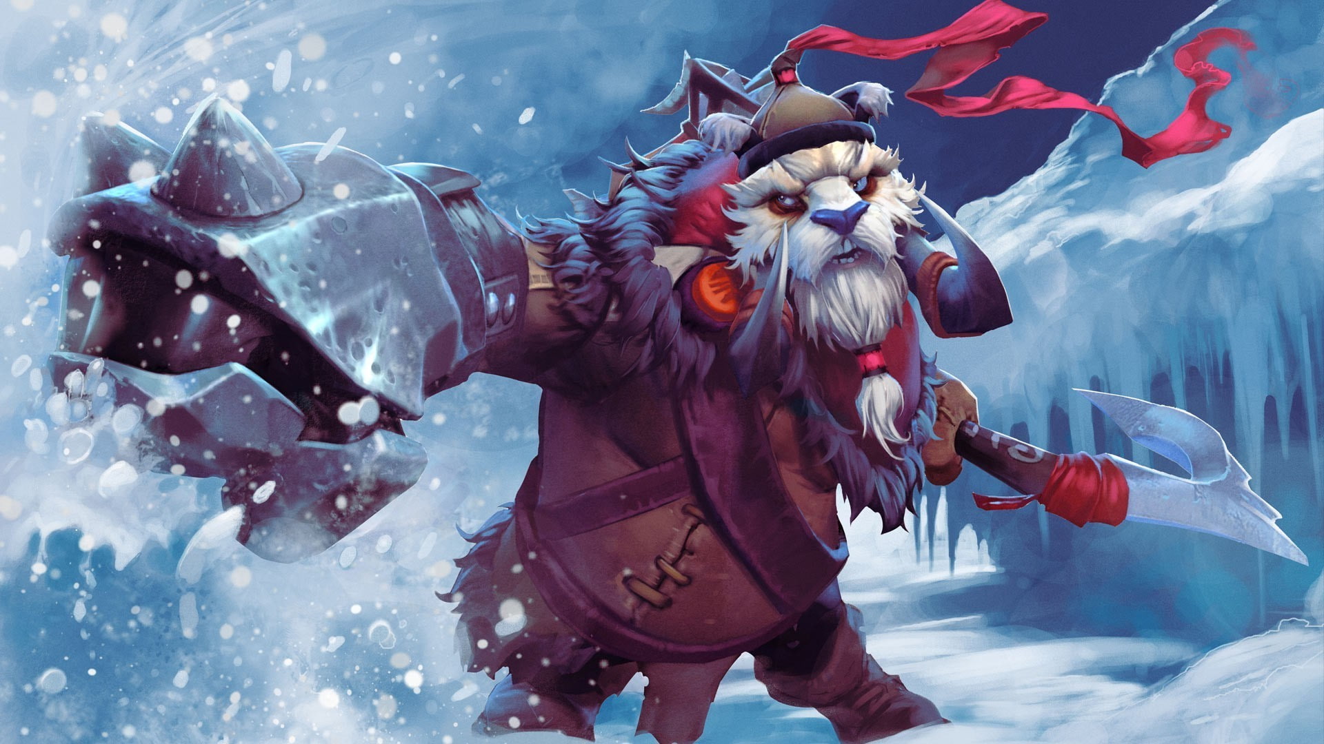 adult, costume, christmas, one person, Tusk, clothing, outdoors, cold temperature, Dota 2, motion, winter, women, warm clothing, nature, snow, 1080P, animal wildlife, HD Wallpaper