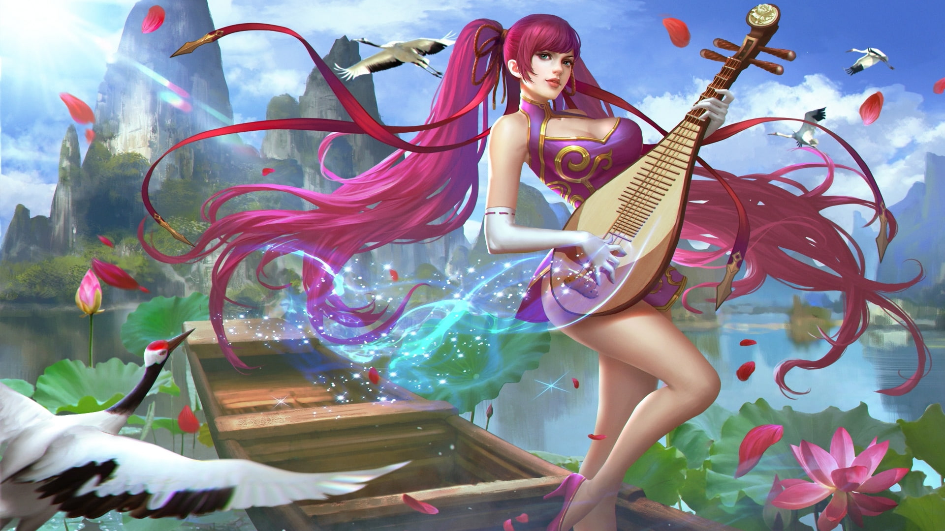 Rhapsody, girl, Zhaojun Rhapsody, Zhaojun, lute, Heroes of Newerth, bubali, 1080P, HD Wallpaper