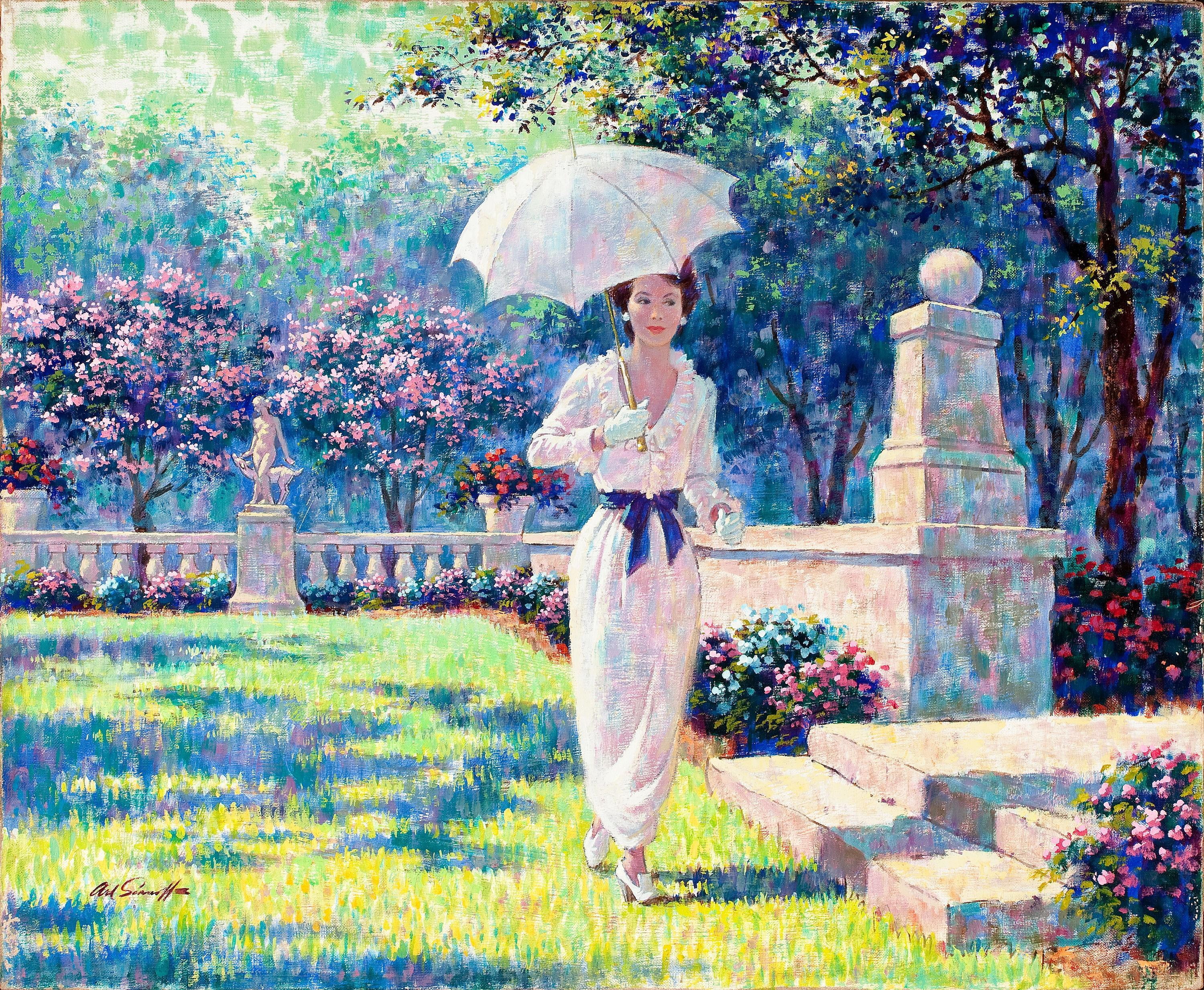 old-fashioned, flower, women, cute, real people, painting, adult, woman, nature, day, fashion, beauty, dress, cultures, 2K, young women, holding, summer, HD Wallpaper