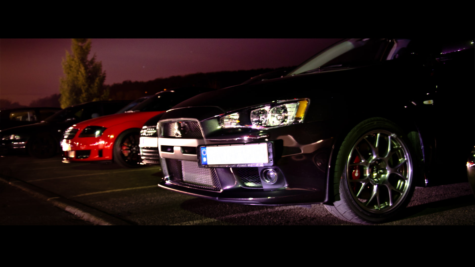 city, Mercedes-Benz, night, vehicle, outdoors, transportation, auto post production filter, Mitsubishi Lancer, Fast and Furious, stationary, tuning, car, HD Wallpaper