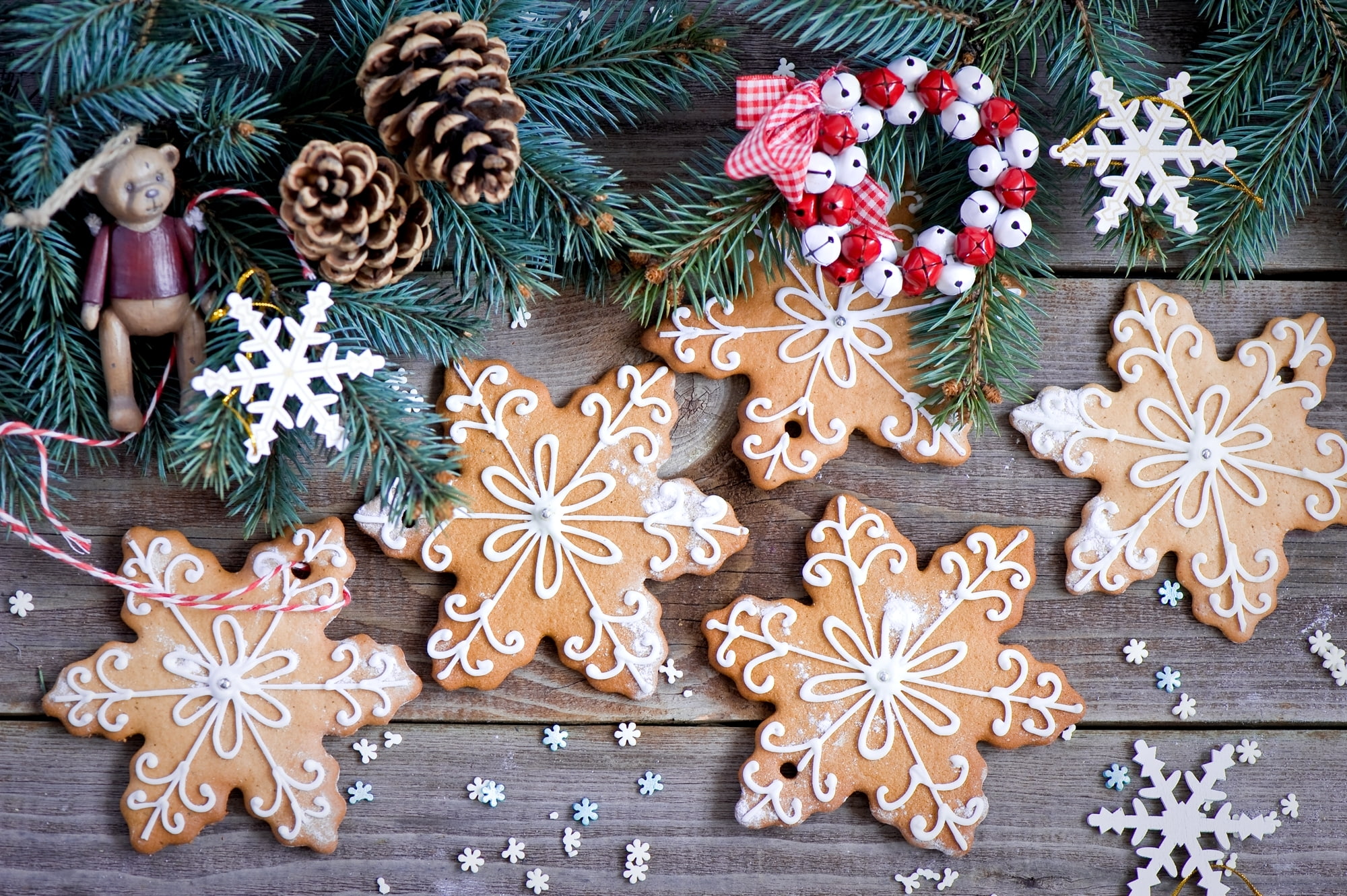 decoration, four, shape, spruce, celebration, indoors, baked, snow, icing, no people, christmas decoration, winter, christmas tree, cookies, Christmas, HD Wallpaper