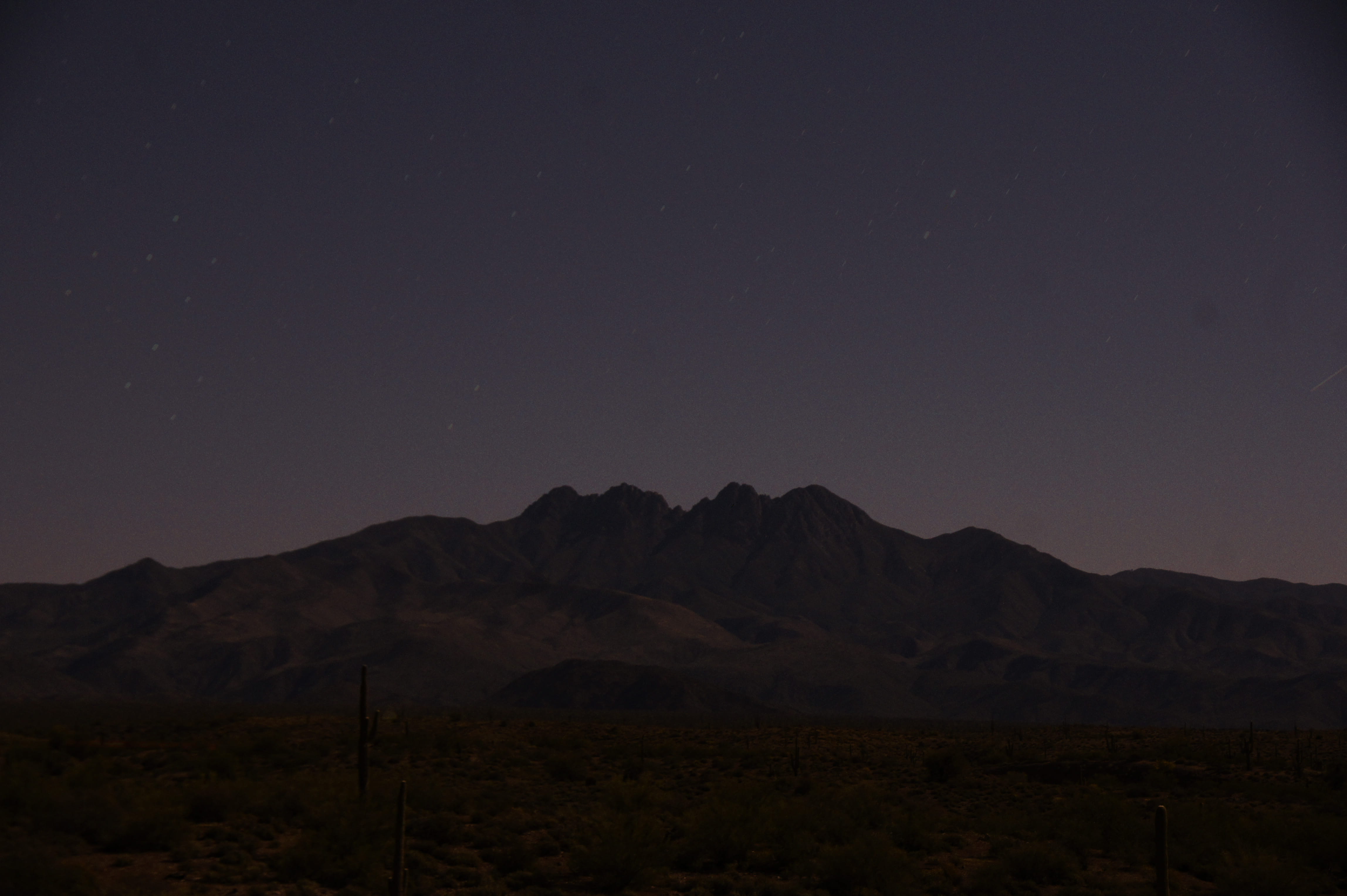 non-urban scene, mountain range, mountain, scenics - nature, landscape, sky, nature, desert, idyllic, 4K, stars, night sky, night, fort mcdowell, mountain peak, HD Wallpaper