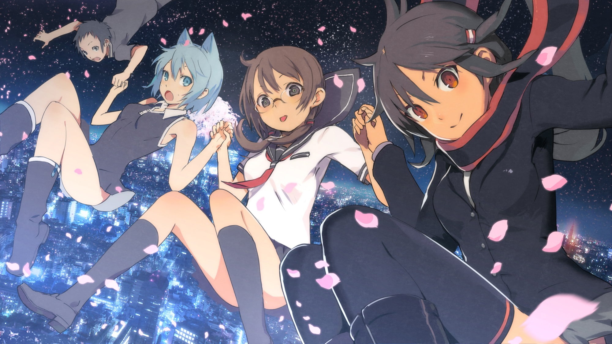 Yarizakura Hime, anime girls, Yozakura Quartet, Hiizumi Akina, Isone Kotoha, 1080P, Nanami Ao, anime, HD Wallpaper