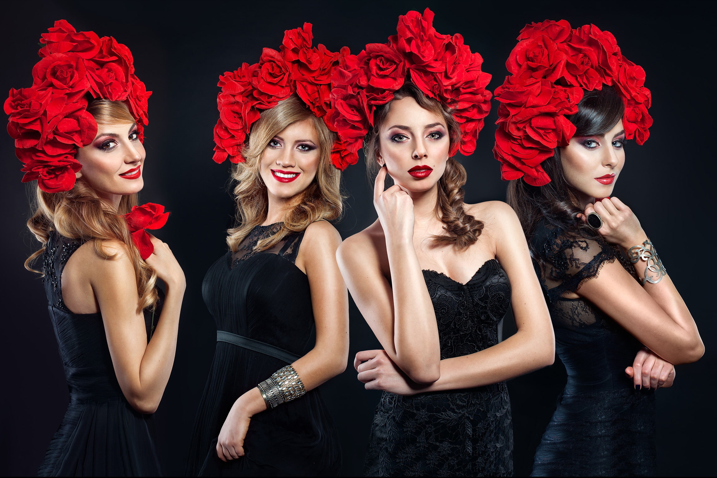 girls, Amadeus Electric Quartet, 1080P, Amadeus, flowers, HD Wallpaper
