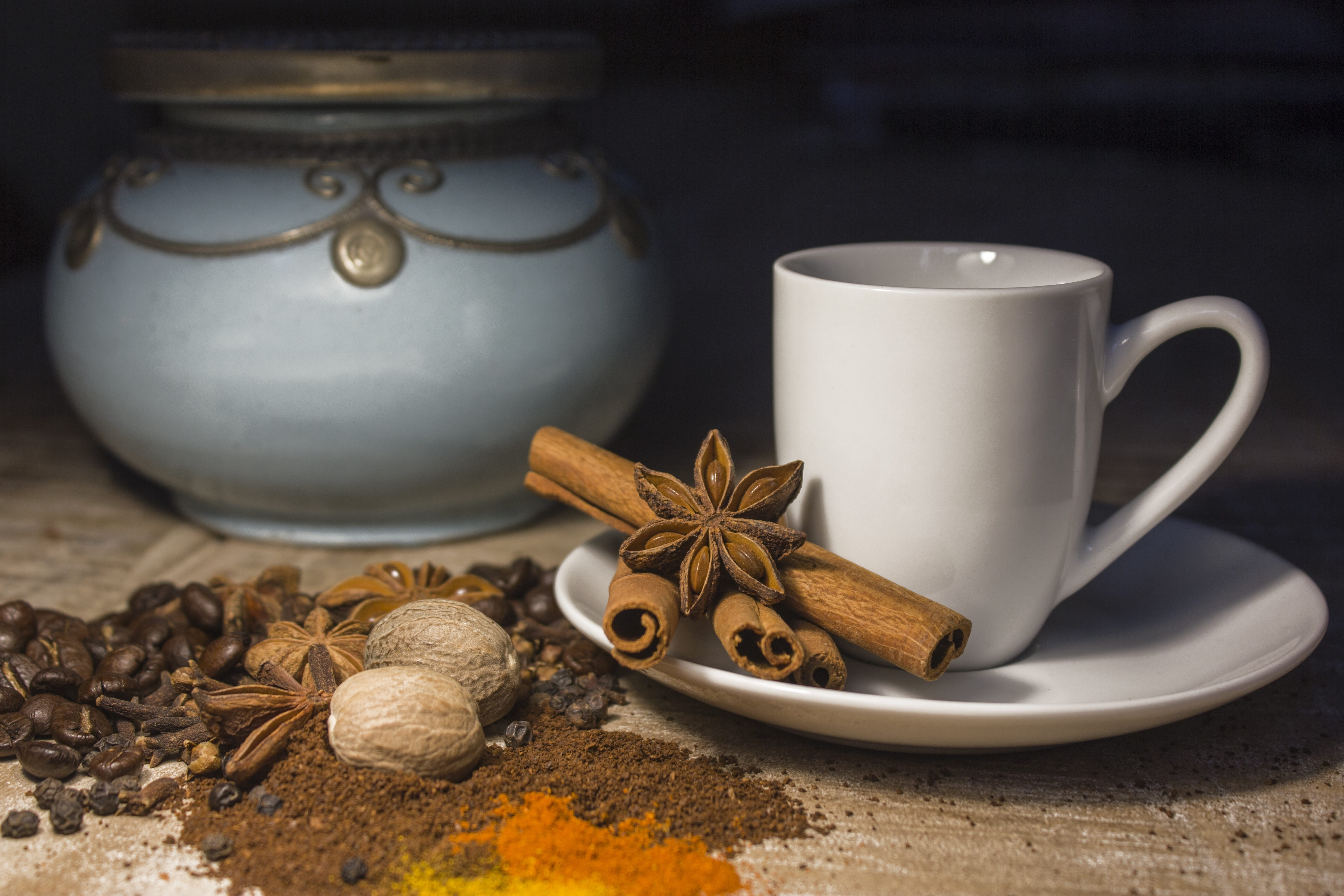 tea, no people, brown, mug, cinnamon, tea cup, refreshment, food and drink, white, coffee, coffee - drink, close-up, cup, four, star anise, teacup, anise, HD Wallpaper