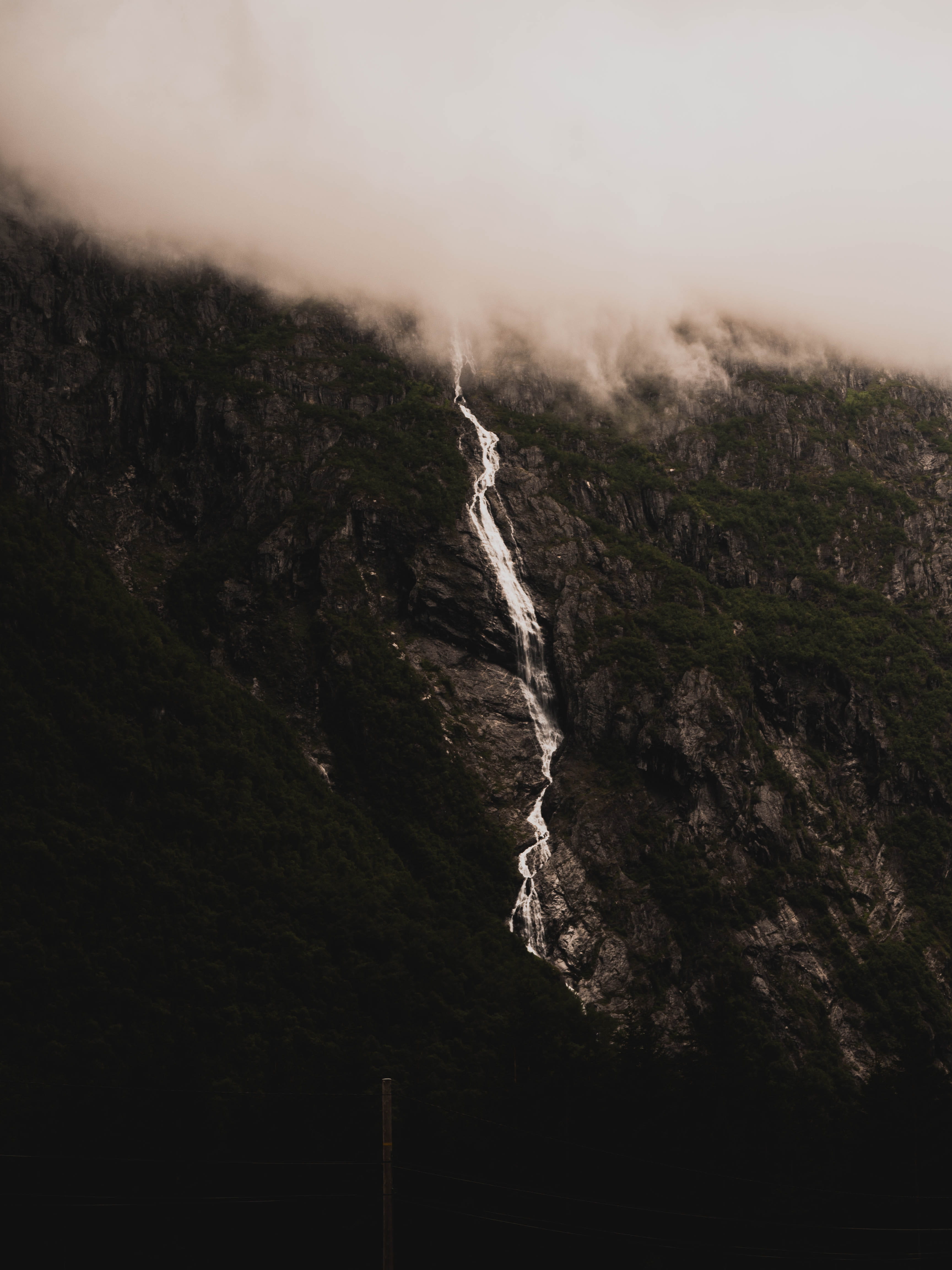 water, sky, rock, cliff, tranquility, mountain, scenery, plateau, trollstigen, no people, nature, landscape, non-urban scene, scenics - nature, black, river, Phone HD Wallpaper