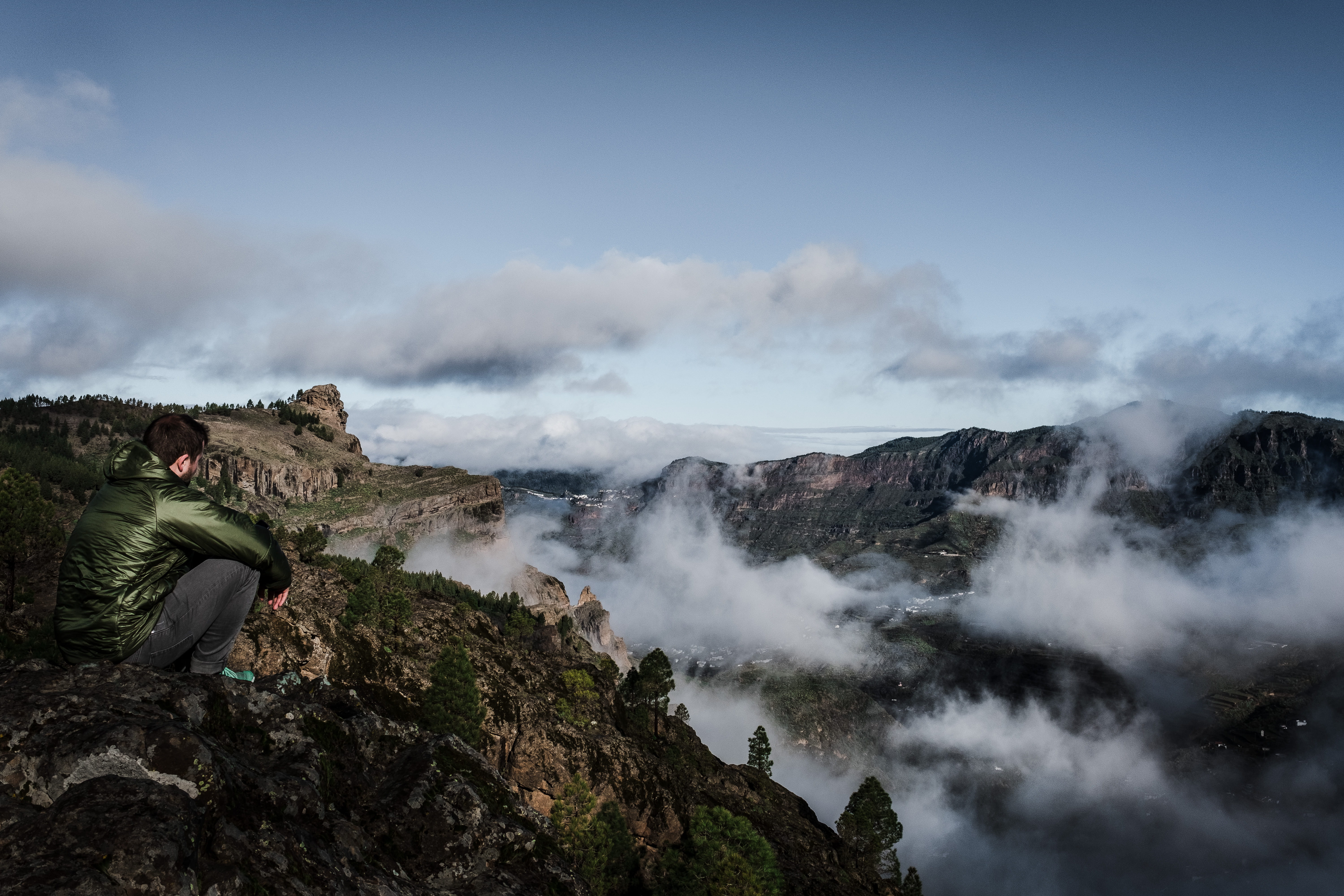 geology, gran canaria, environment, outdoors, sky, selfie, tranquil scene, nature, rock - object, land, tranquility, activity, solid, 5K, rock, real people, HD Wallpaper