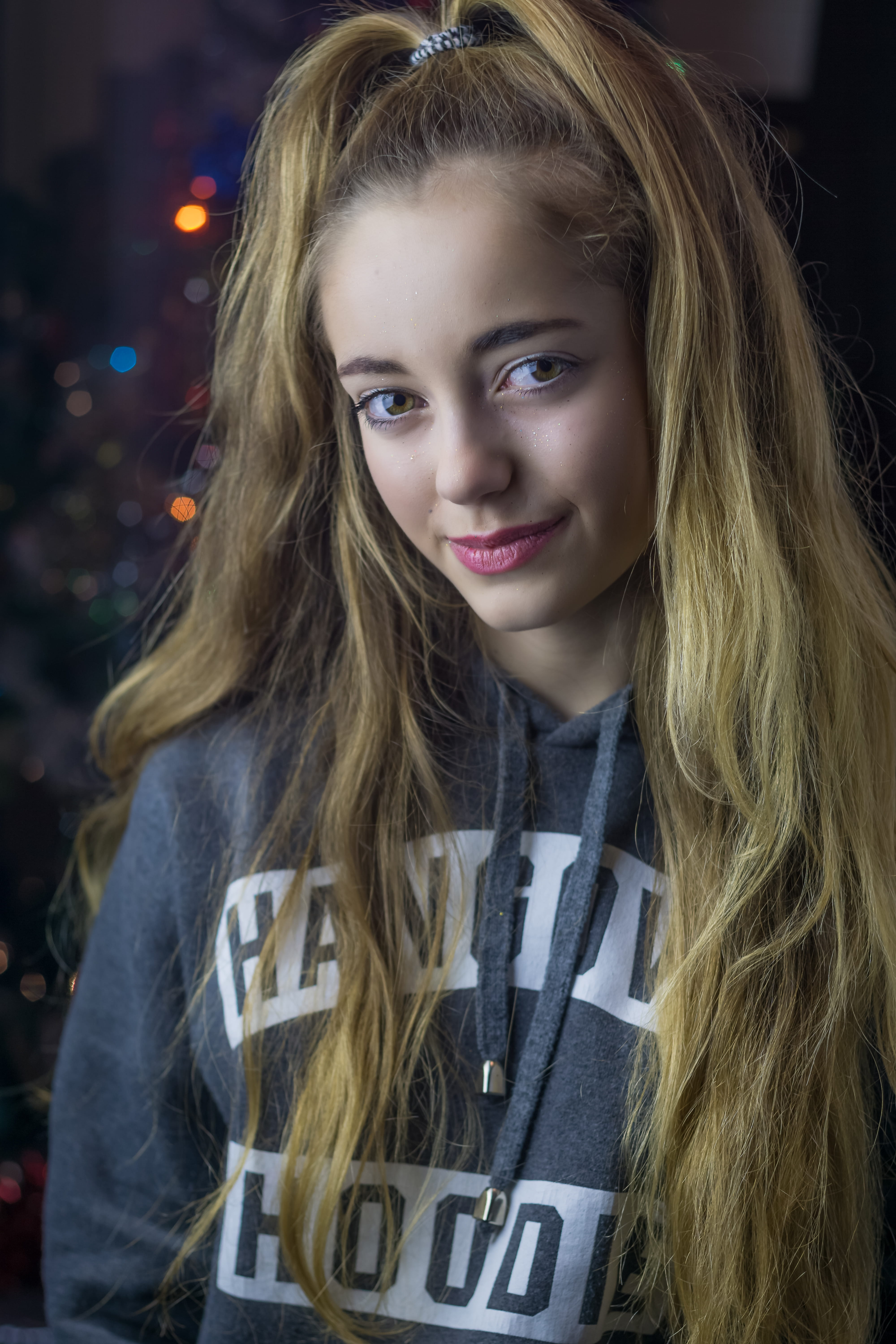 face, person, hairstyle, teenager, beauty, jacket, long hair, human, clothing, pullover, front view, apparel, gray, girl, 5K, blond hair, portrait, white, Phone HD Wallpaper