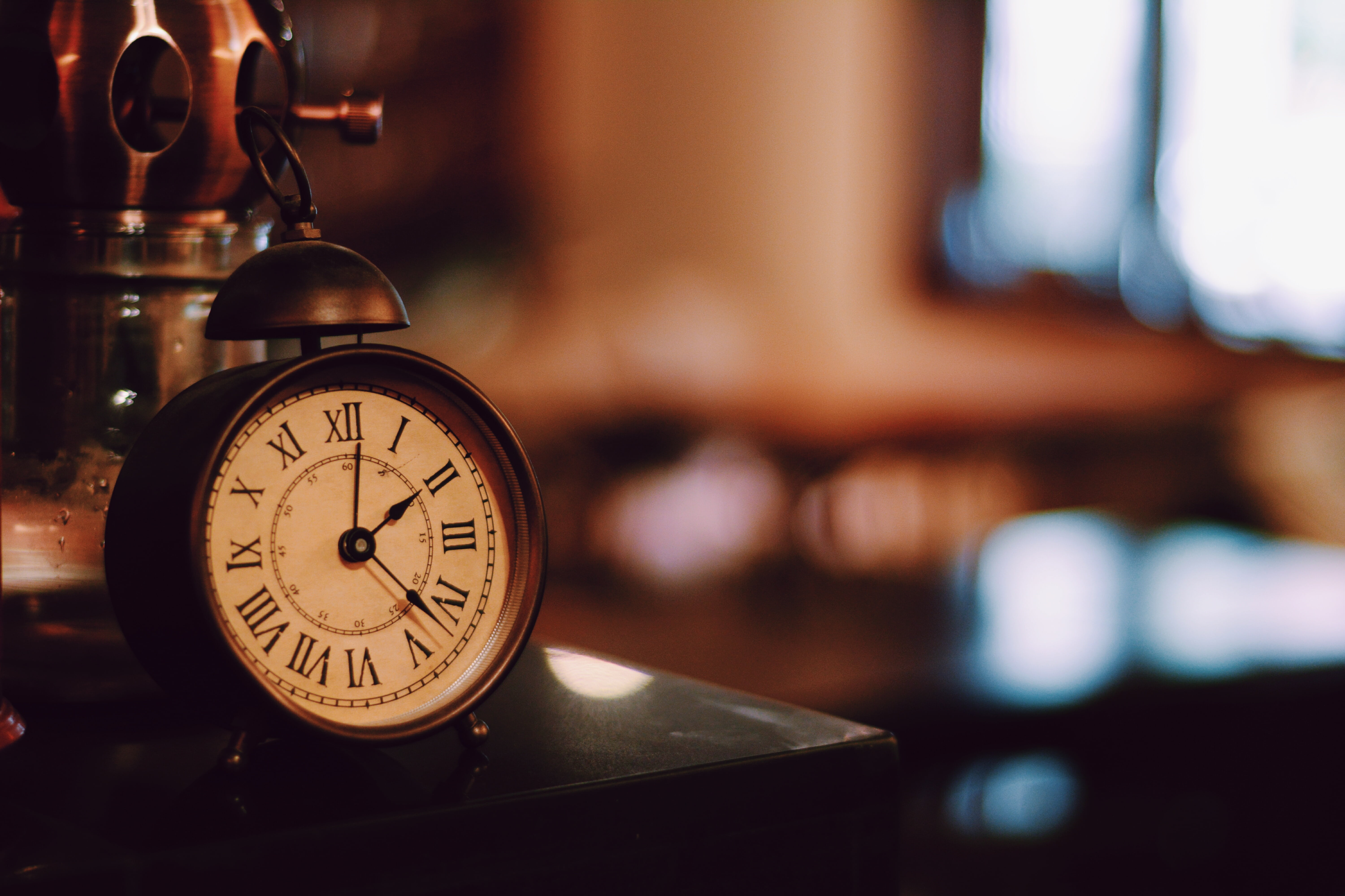 alarm clock, antique, alarm, old-fashioned, framed, literature and art, number, old, time, equipment, focus on foreground, bookshelf, retro styled, wood - material, HD Wallpaper
