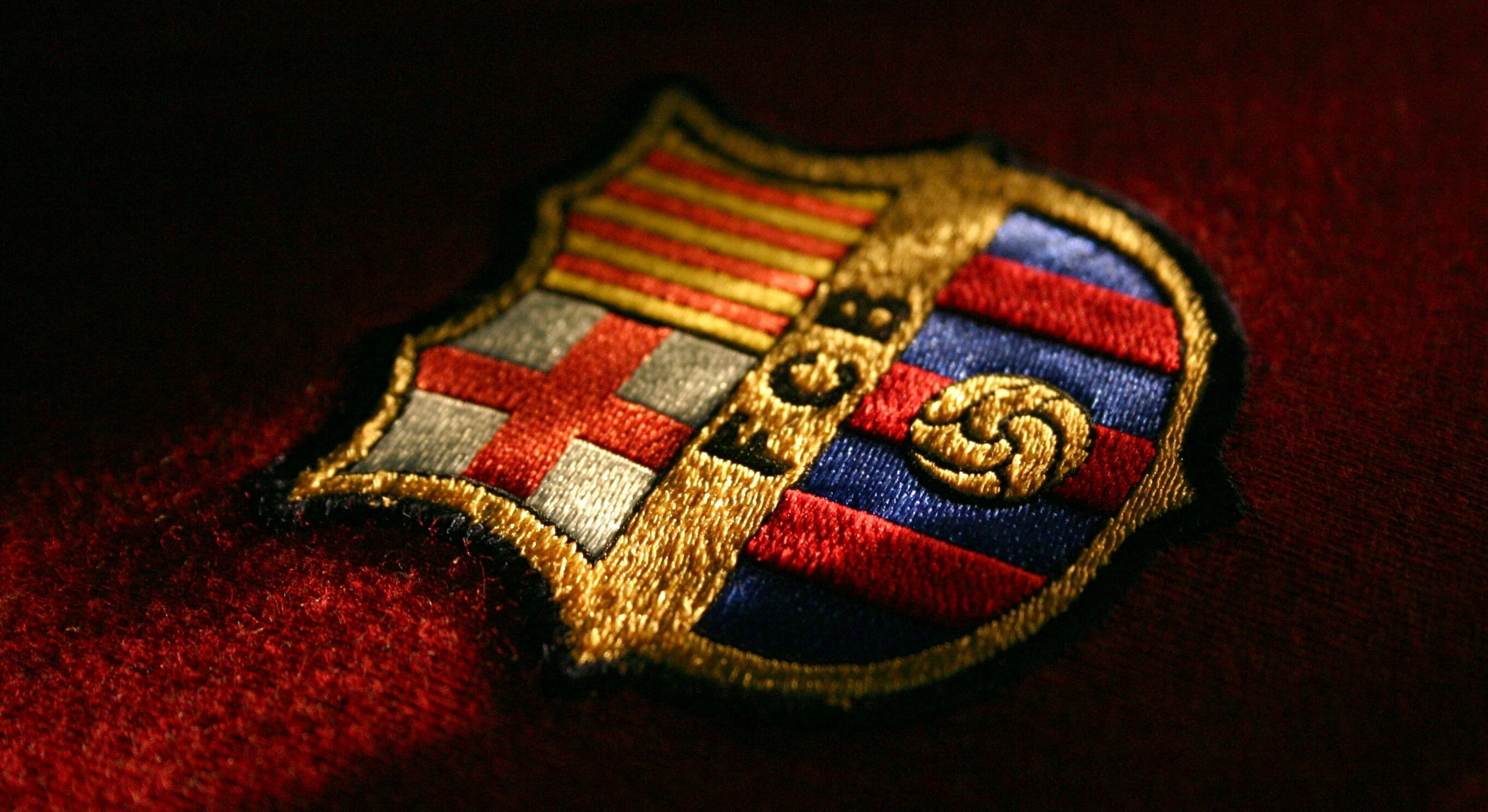 textile, black background, patriotism, red, logo, still life, 2K, flag, government, wealth, no people, Sports, luxury, barcelona, art and craft, close-up, HD Wallpaper