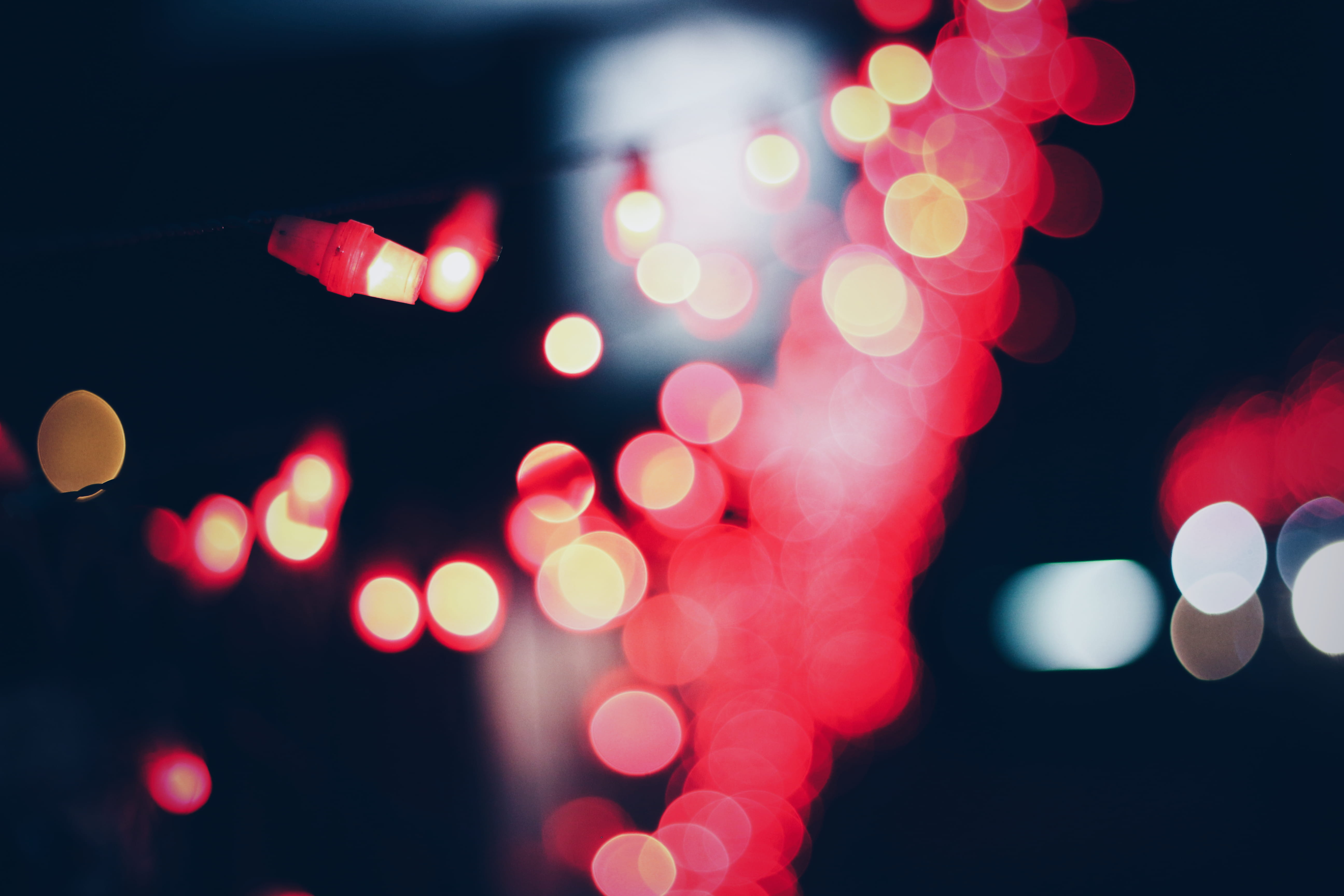 decoration, lighting, blur, lens flare, holidays, aesthetic, circle, decorations, dark, illuminated, lights, bokeh, lighting equipment, outdoors, 5K, multi colored, HD Wallpaper