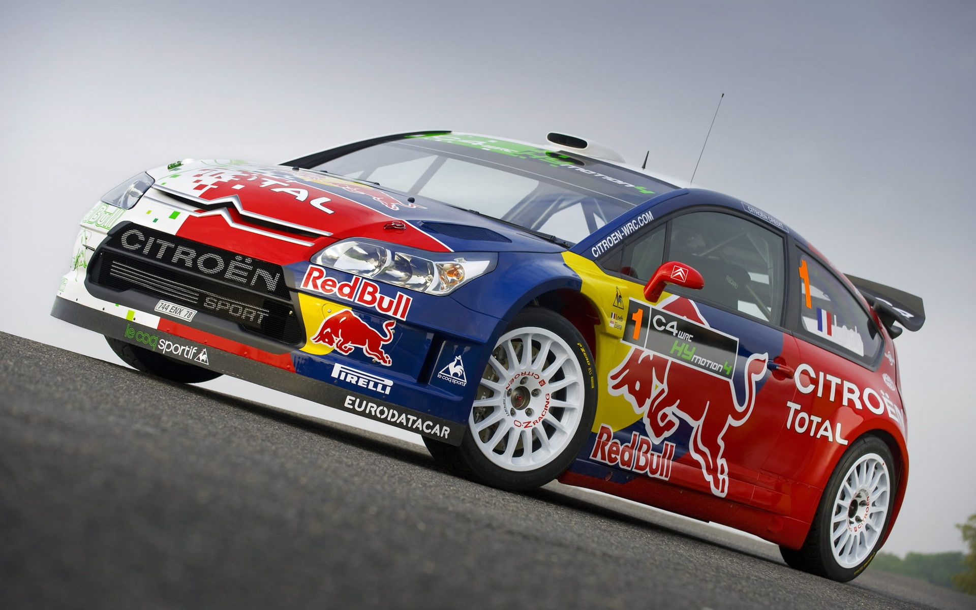 race, sponsors, rebull, rally, car, yellow, 1080P, c, blue, citroen, red, HD Wallpaper